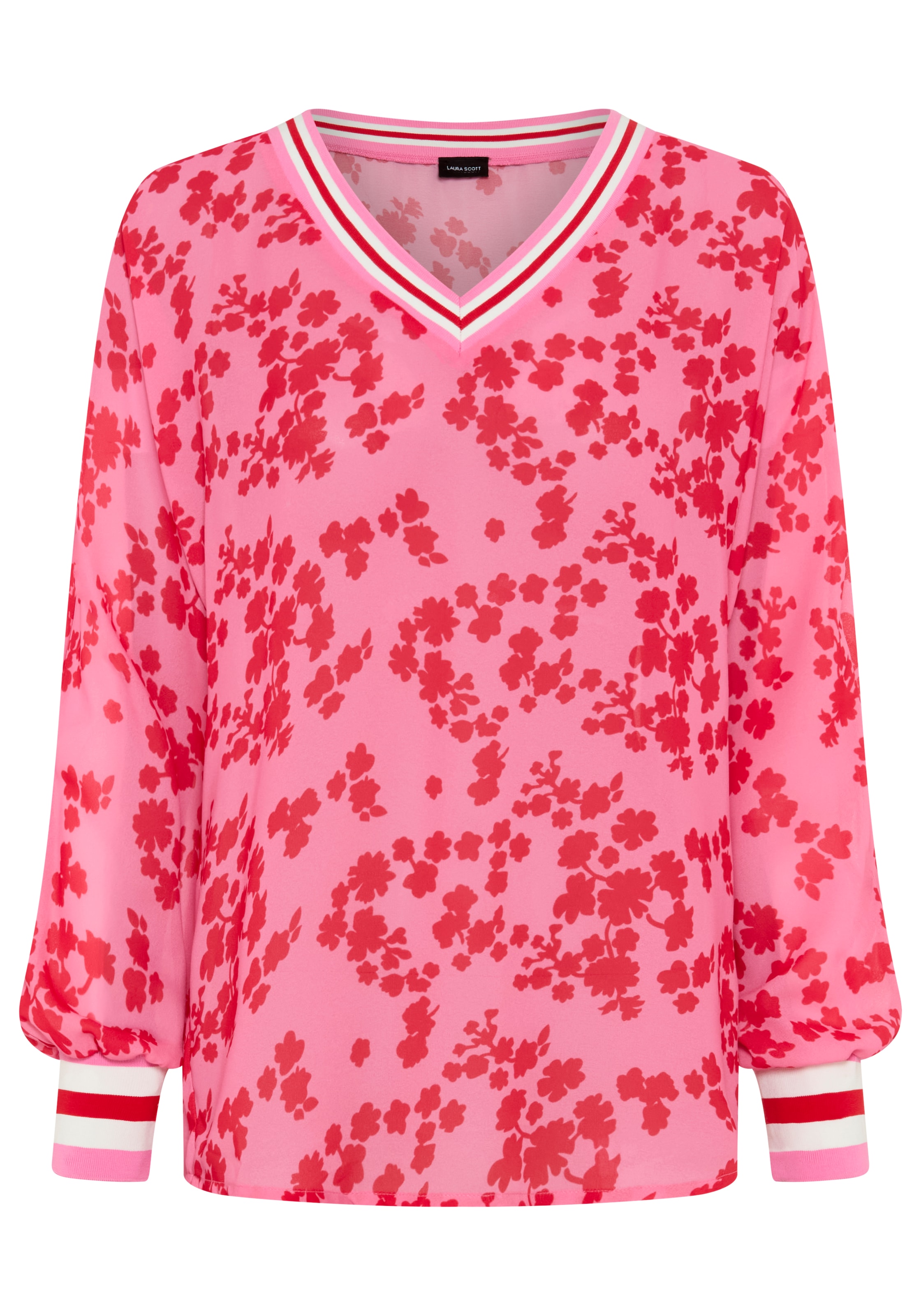 Laura Scott Chiffonbluse leicht transparent, mit Fledermaus-Ärmeln, und V-Ausschnitt