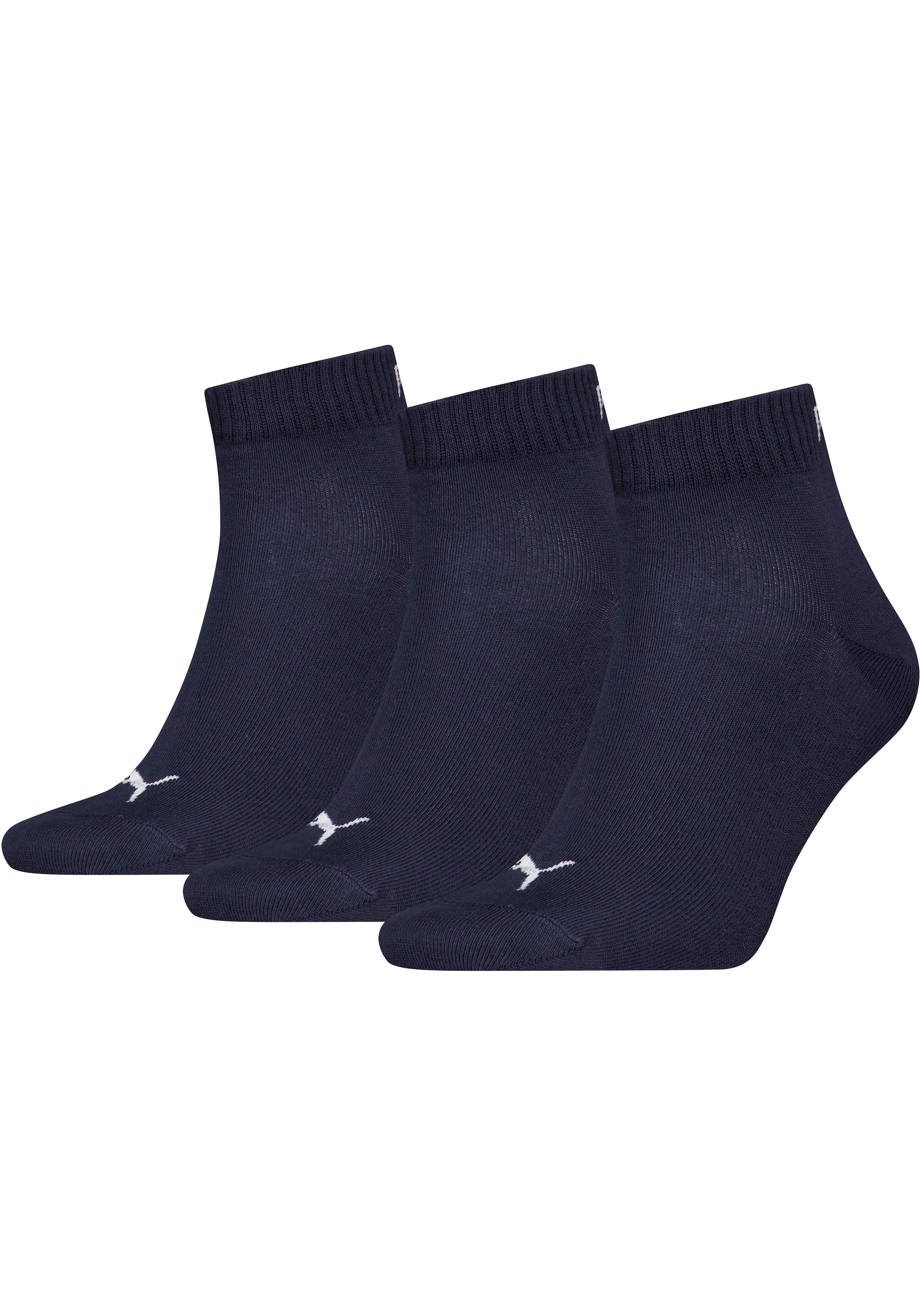 PUMA Kurzsocken »PUMA UNISEX QUARTER PLAIN 3P« 3 Paar,  Atmungsaktiv, Rippenbündchen, weiche Baumwollmischung