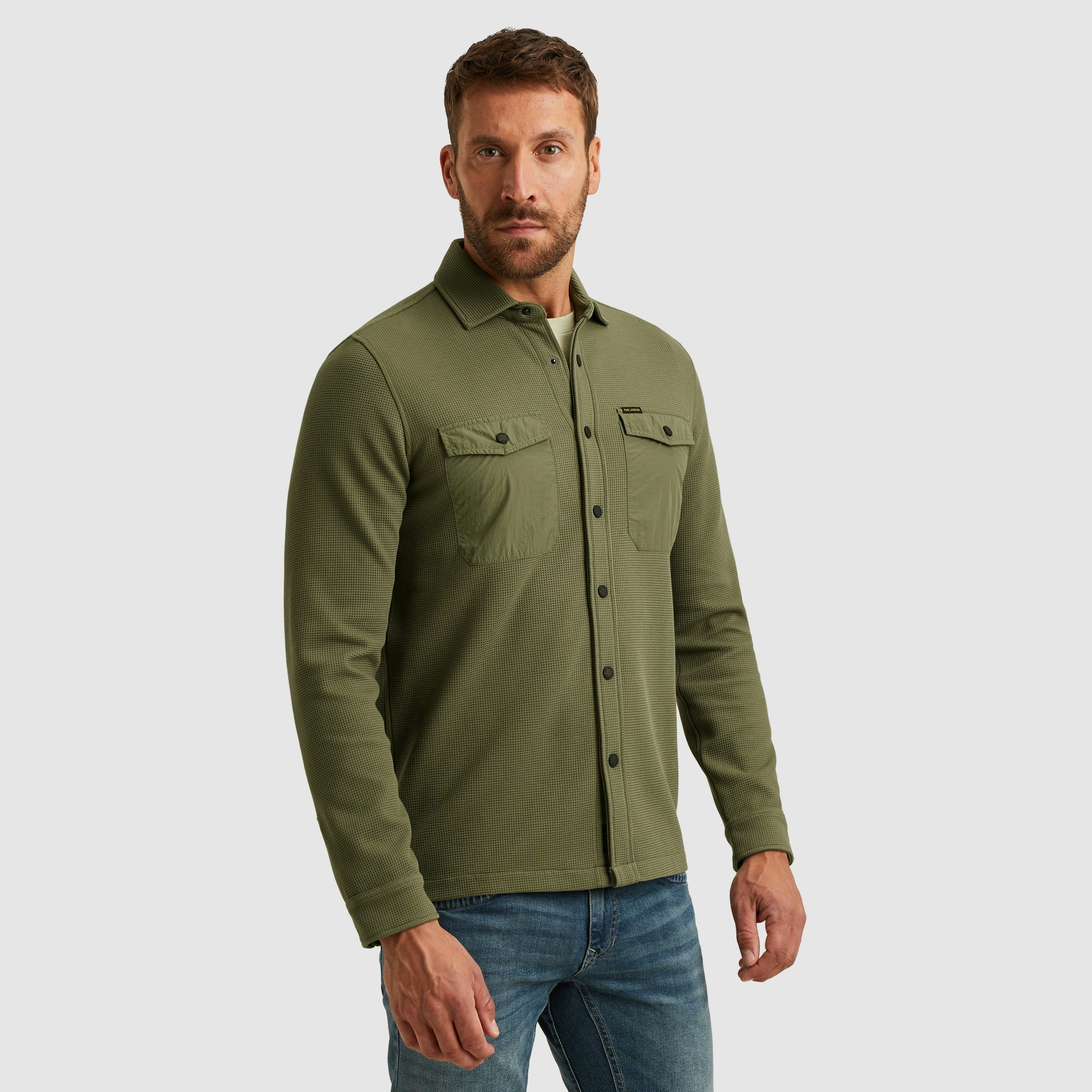 PME LEGEND Langarmhemd mit Druckknöpfen und Brusttaschen