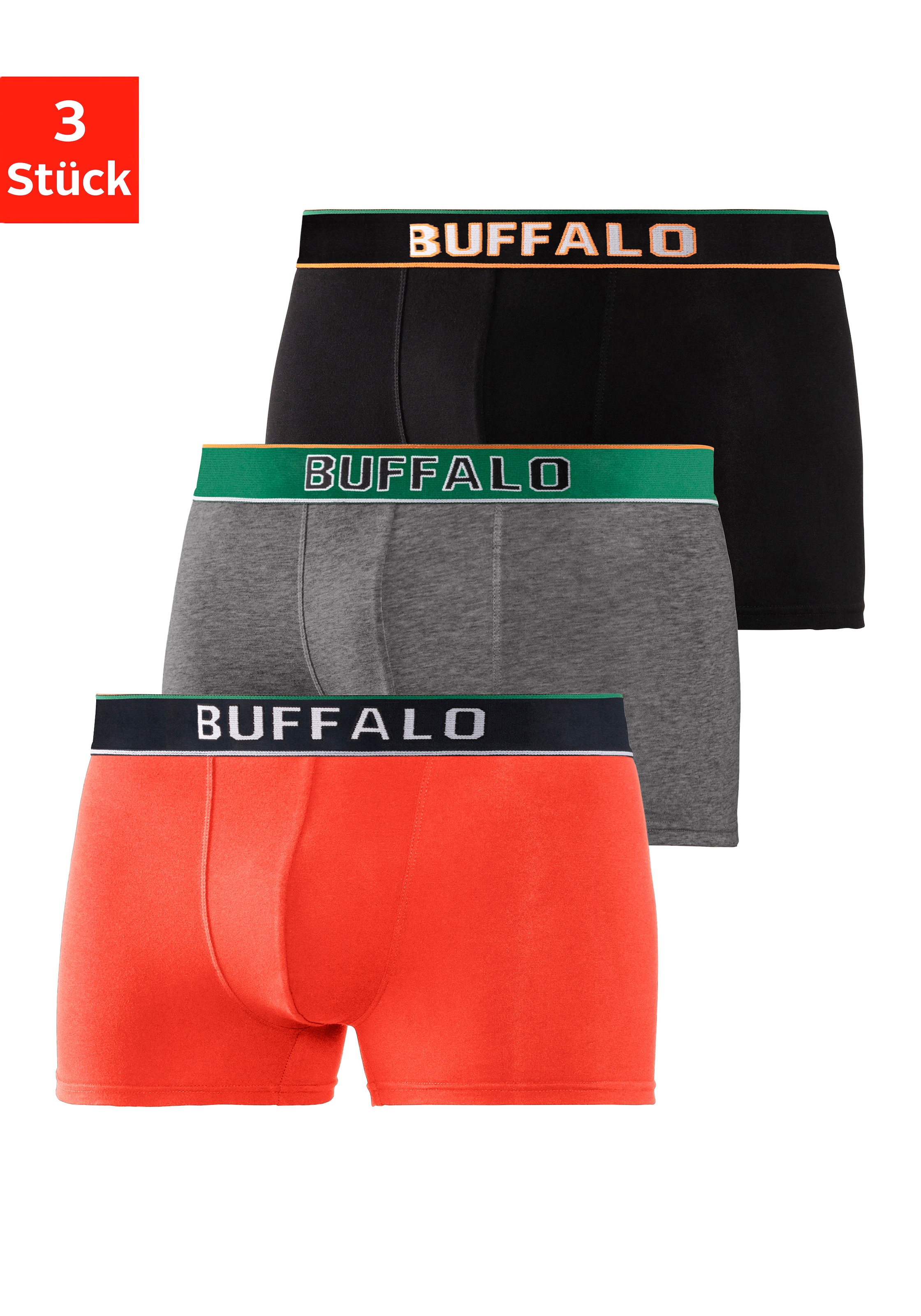 Buffalo Boxer »Boxershorts für Herren«, (Packung, 3 St.), aus Baumwoll-Mix