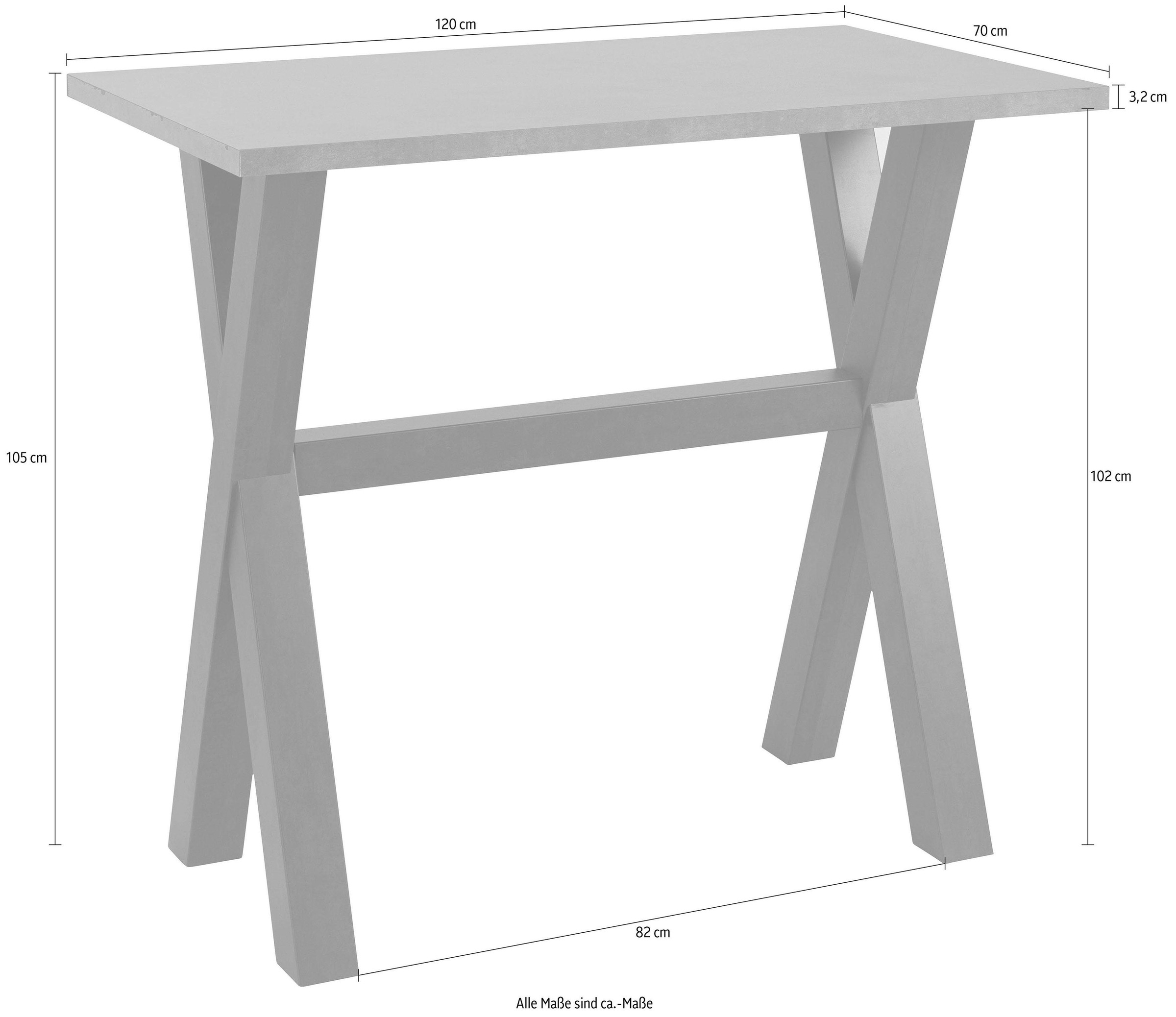 Mäusbacher Bartisch, Gestell in X-Form (Breite 120, 140 oder 160 cm)
