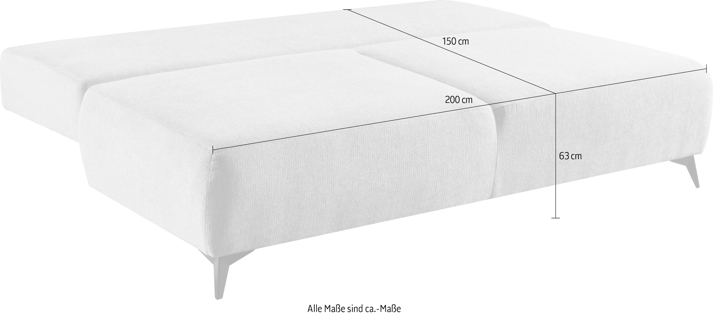 WERK2 Schlafsofa »Viktoria mit Komfortsitz- und Liegehöhe, Breite 200cm,«, bequemes 2-Sitzer Schlafcouch mit Bettkasten