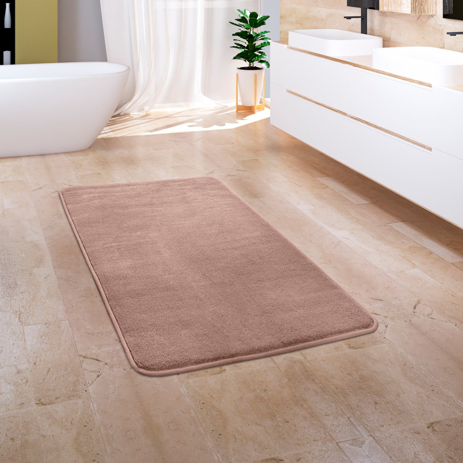 Paco Home Badematte »Corby 255, Memory-Schaum Effekt«, rutschhemmend beschichtet, fußbodenheizungsgeeignet, Badteppich, Uni Farben