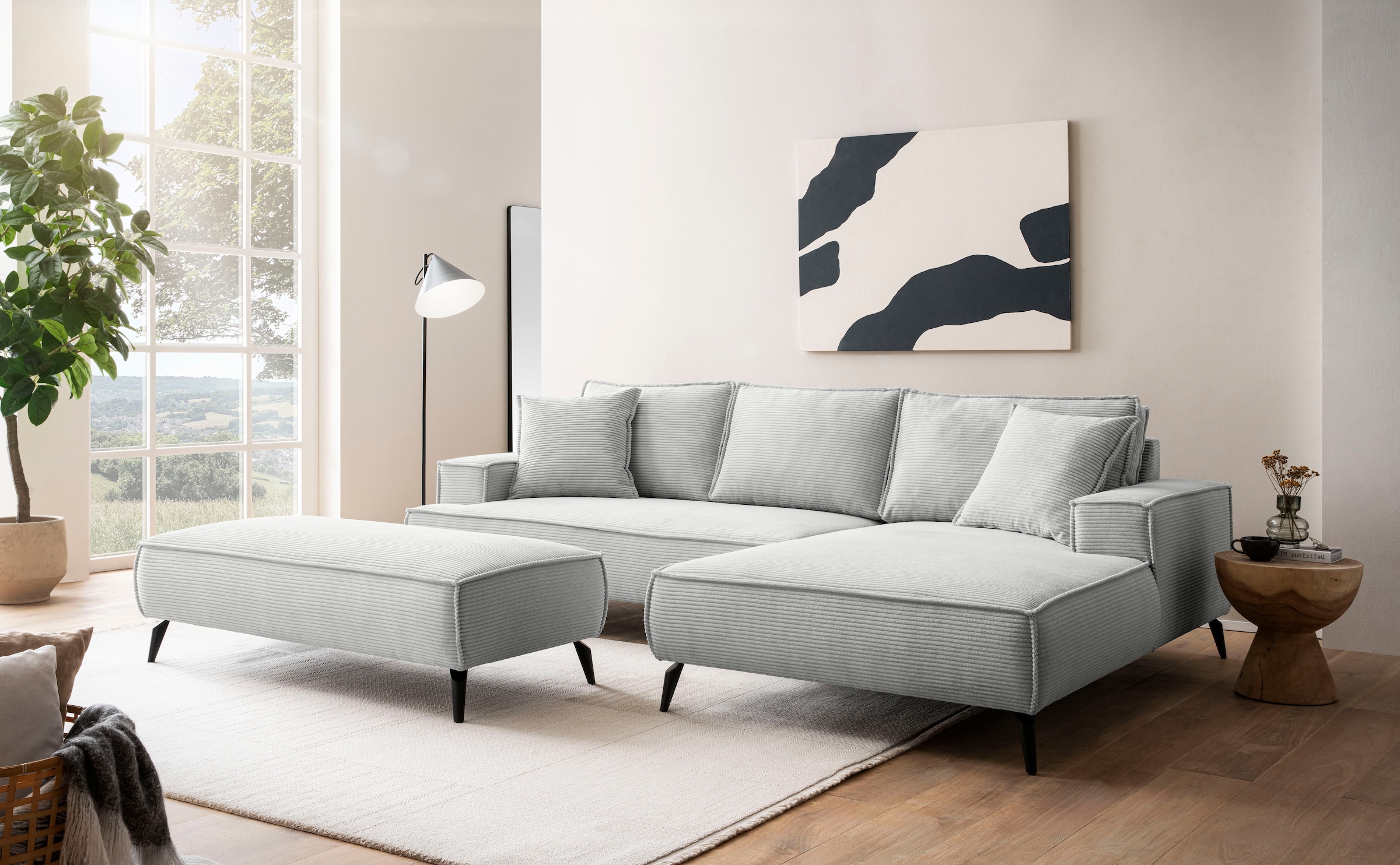 andas Sitzgruppe »TVINNU, Polsterecke L-Form, Schlaffunktion, mit Hocker«, (Set, 2 tlg.), stellbar zum Schlafsofa (Krokodilverbinder)