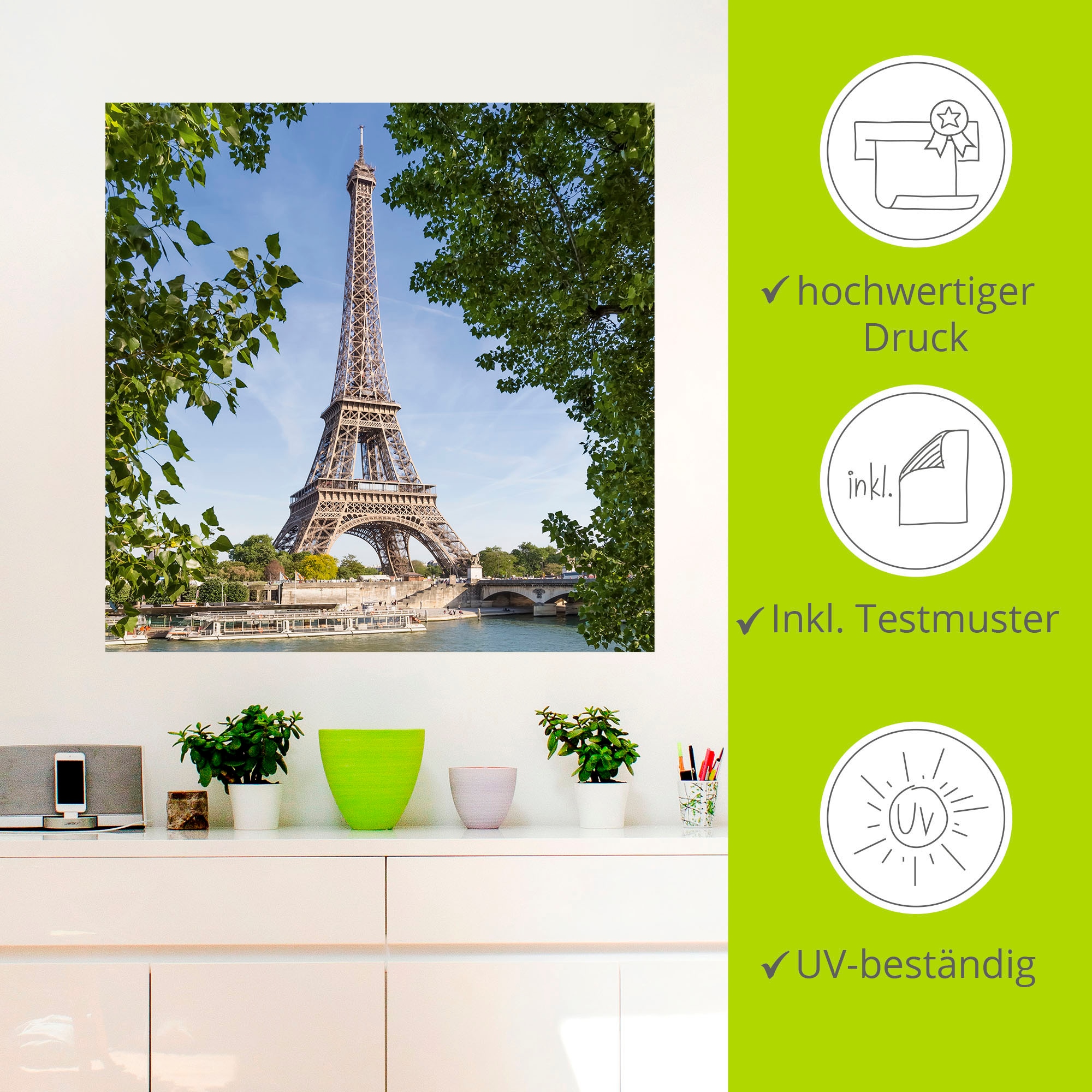 bei oder Wandaufkleber kaufen Wandbild in Poster Eiffelturm OTTO versch. & Artland »Paris Paris, Seine«, als Leinwandbild, Alubild, Größen St.), (1