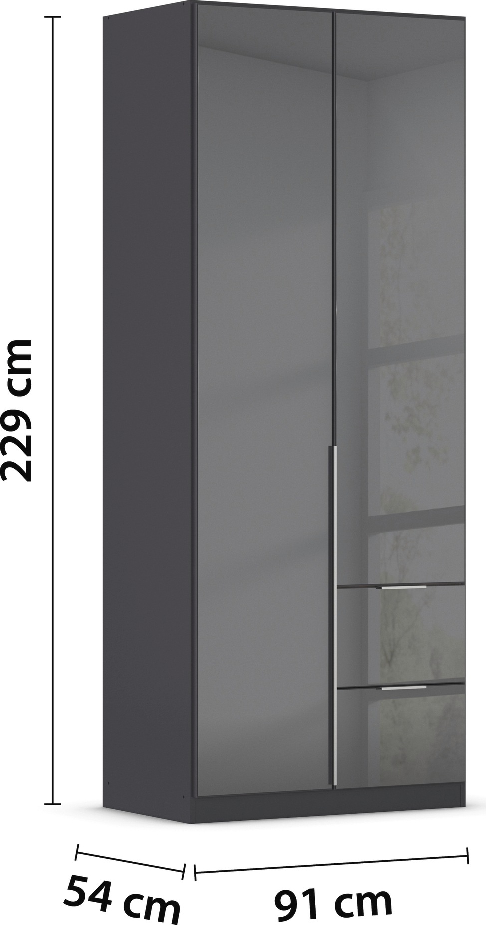 rauch Drehtürenschrank »Kleiderschrank Kleiderschränke Schrank Garderobe AGORDO mit Glasfront«, (in zwei Griff-Farben mit Glasfront), mit Außenschubkästen, in 6 Breiten und 2 Höhen MADE IN GERMANY