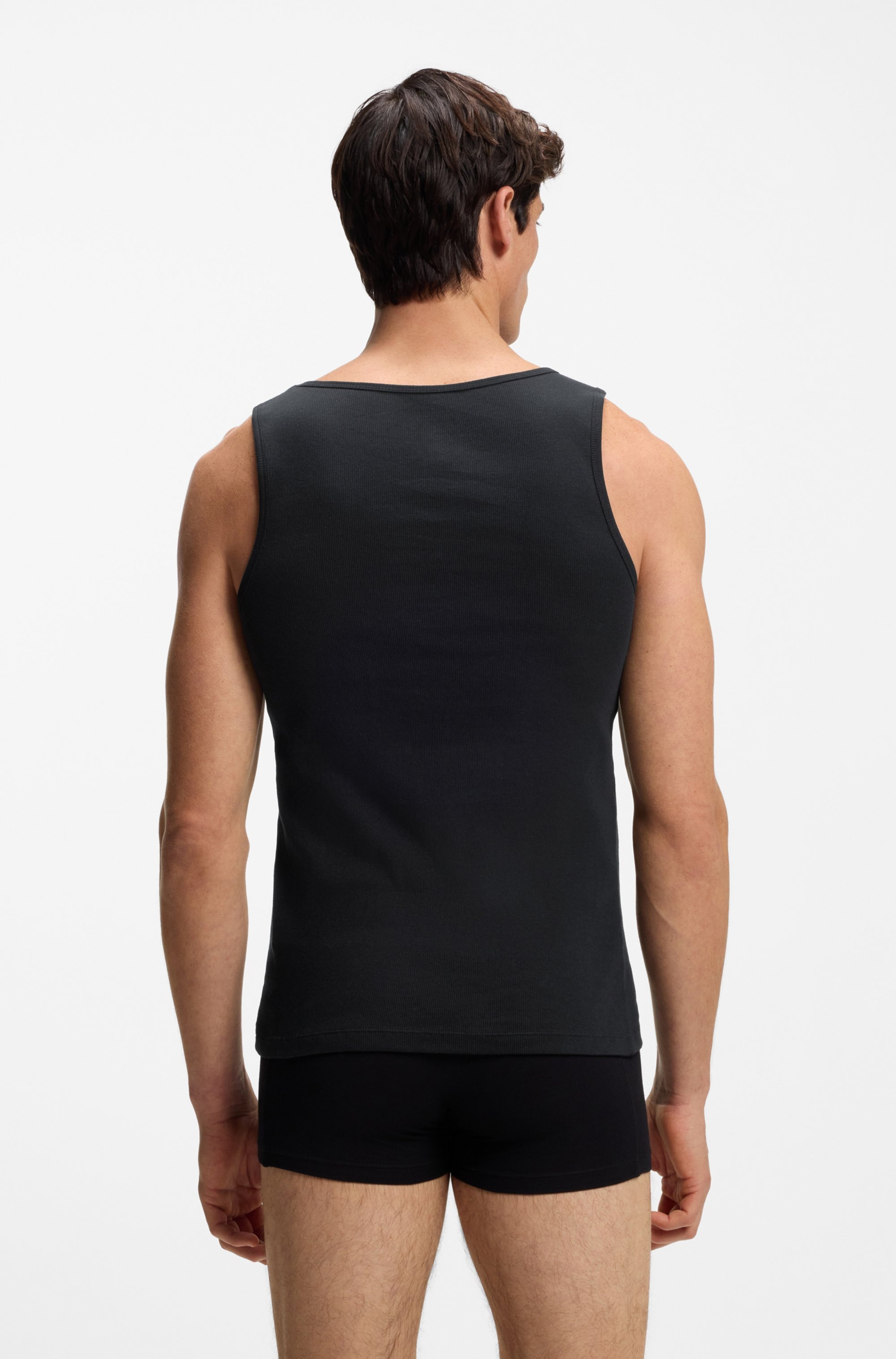 BOSS Tanktop »3P RibClassic BOSS ONE« Ton in Ton Stickerei auf der Brust