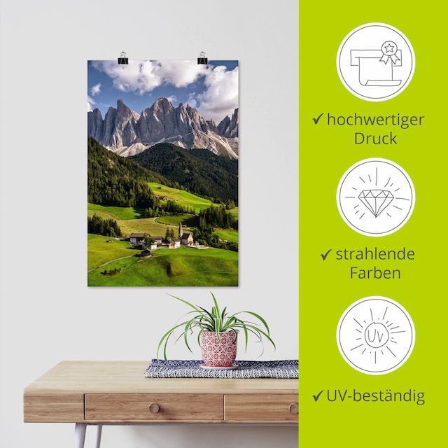 Artland Wandbild »Sommer in Südtirol in den Dolomiten«, Berge &  Alpenbilder, (1 St.), als Alubild, Leinwandbild, Wandaufkleber oder Poster  in versch. Größen im OTTO Online Shop