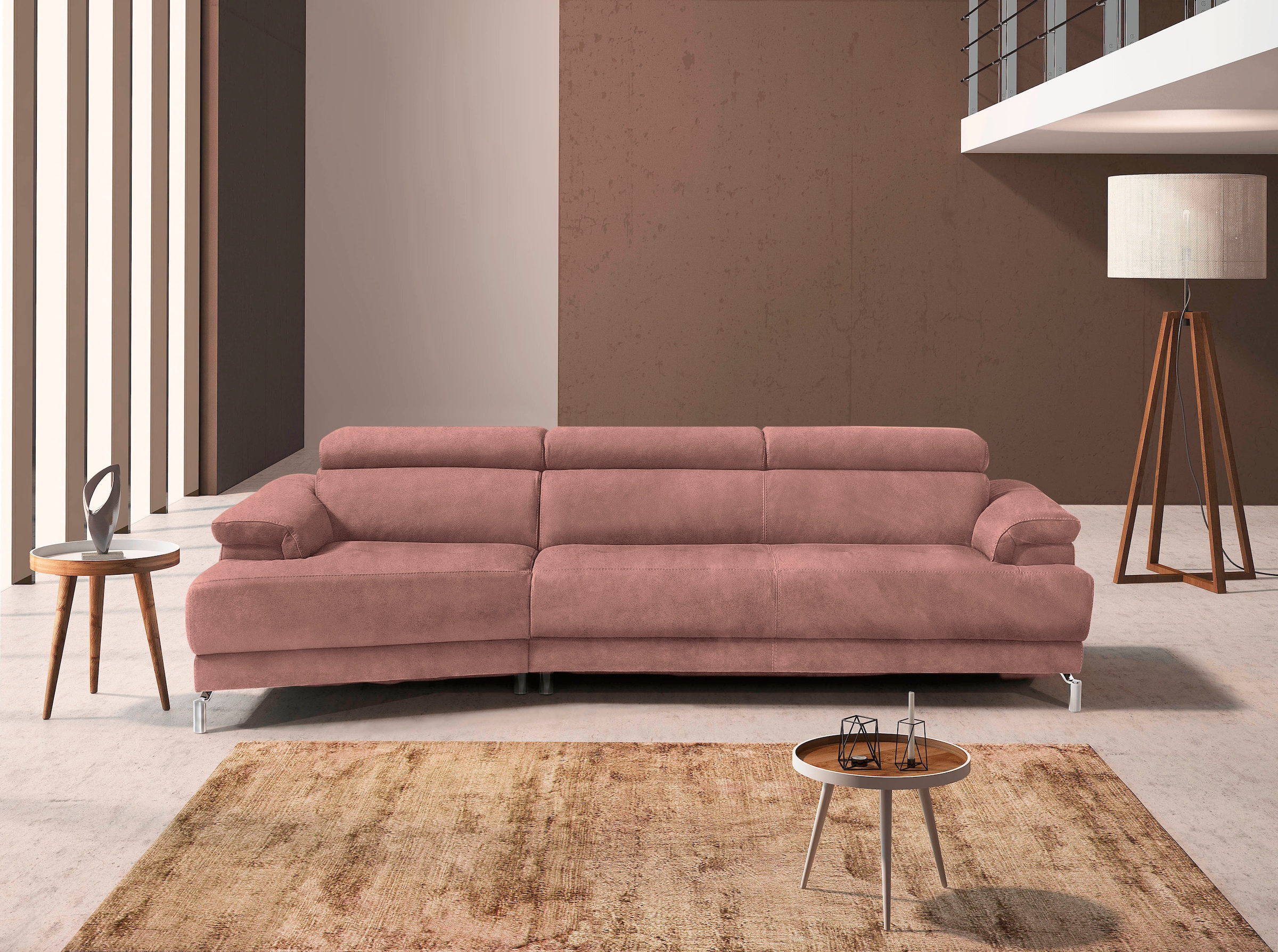 Egoitaliano Ecksofa »Soul, extravagantes Designsofa, Megasofa, super bequem, tolle Details«, mit Trapez-Abschlußelement, inkl verstellbarer Kopfteile