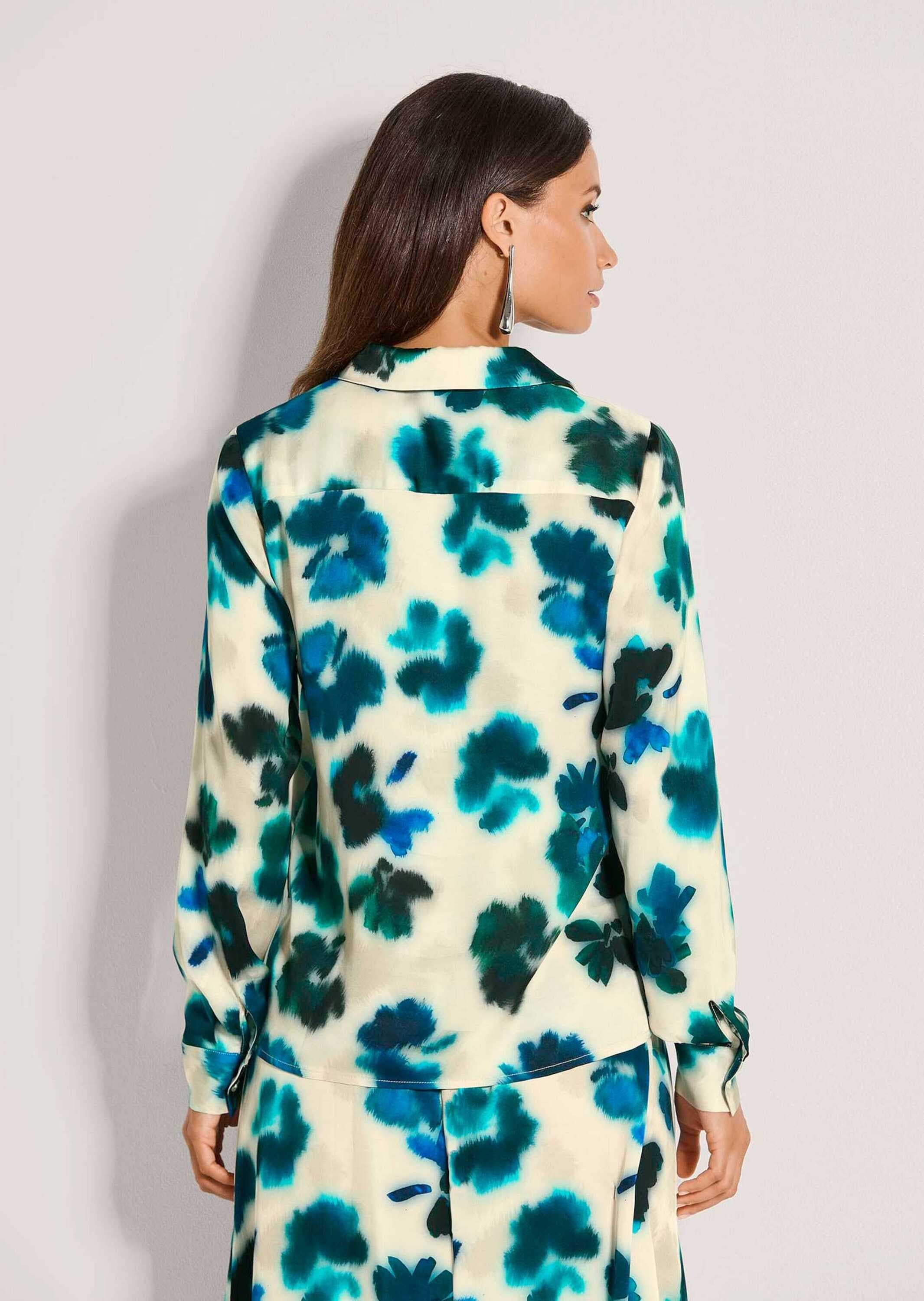 MADELEINE Langarmbluse »Hemdbluse Viskosebluse mit floralem Aquarellmuster« Knopfmanschetten
