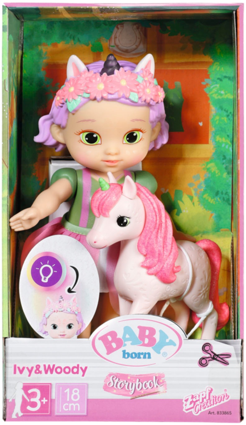 Baby Born Stehpuppe »Storybook Prinzessin Ivy, 18 cm«, mit Einhorn und Lichteffekten