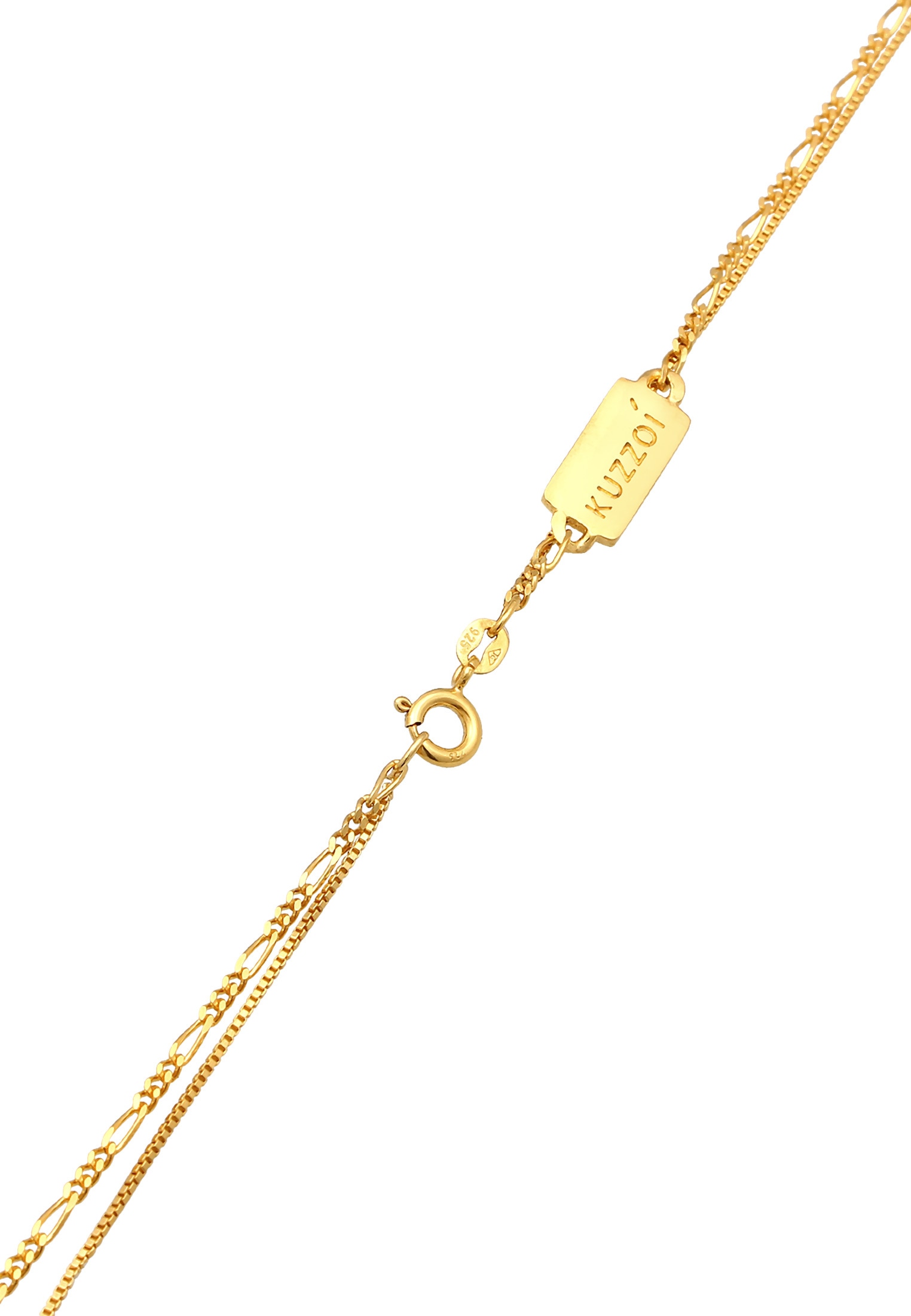 Kuzzoi Kette mit Anhänger »Halskette Herren Layer Figaro Venezianer Platte 925 Silber«