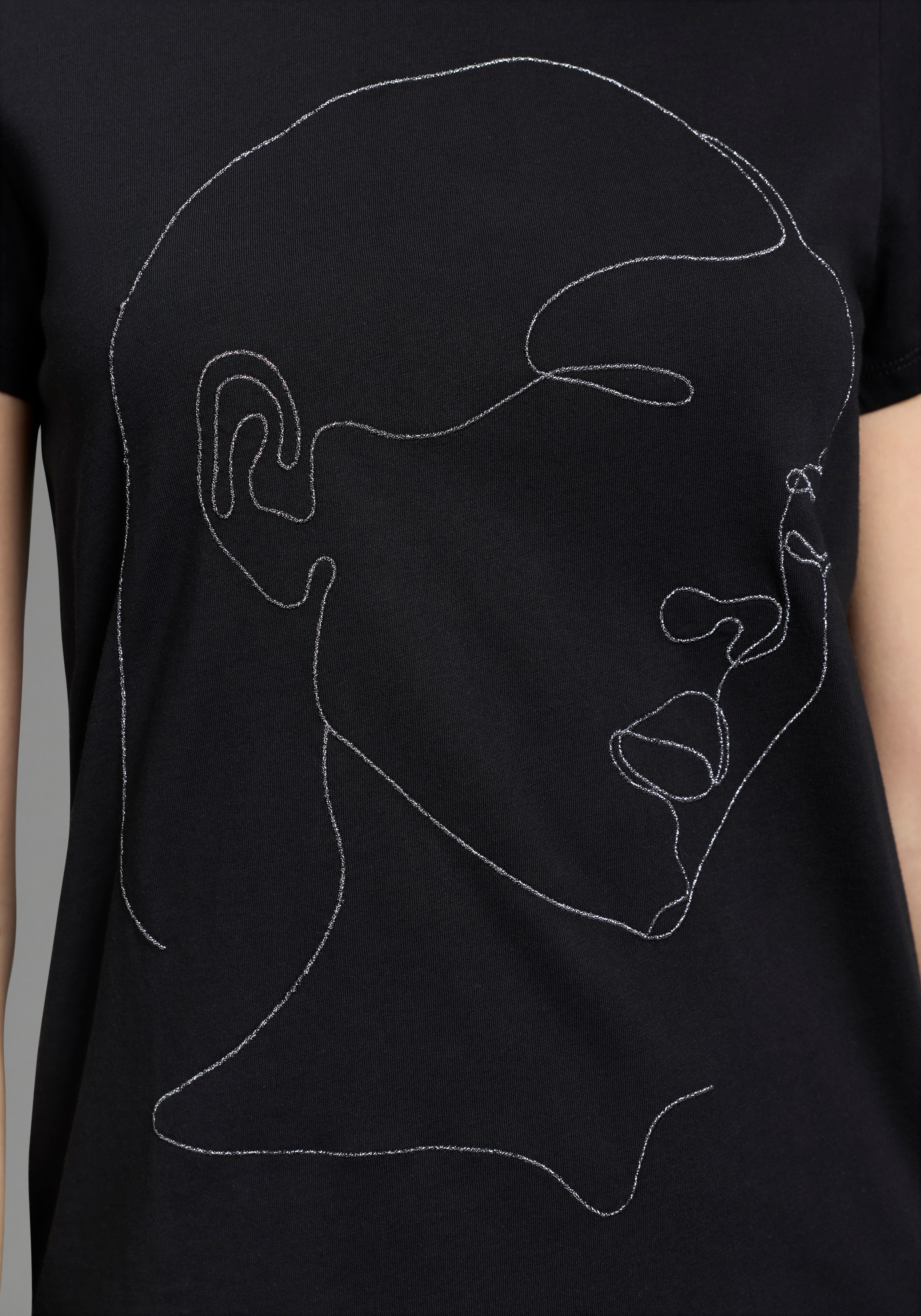 Laura Scott T-Shirt mit Stickerei, schimmernde Optik, moderner Look