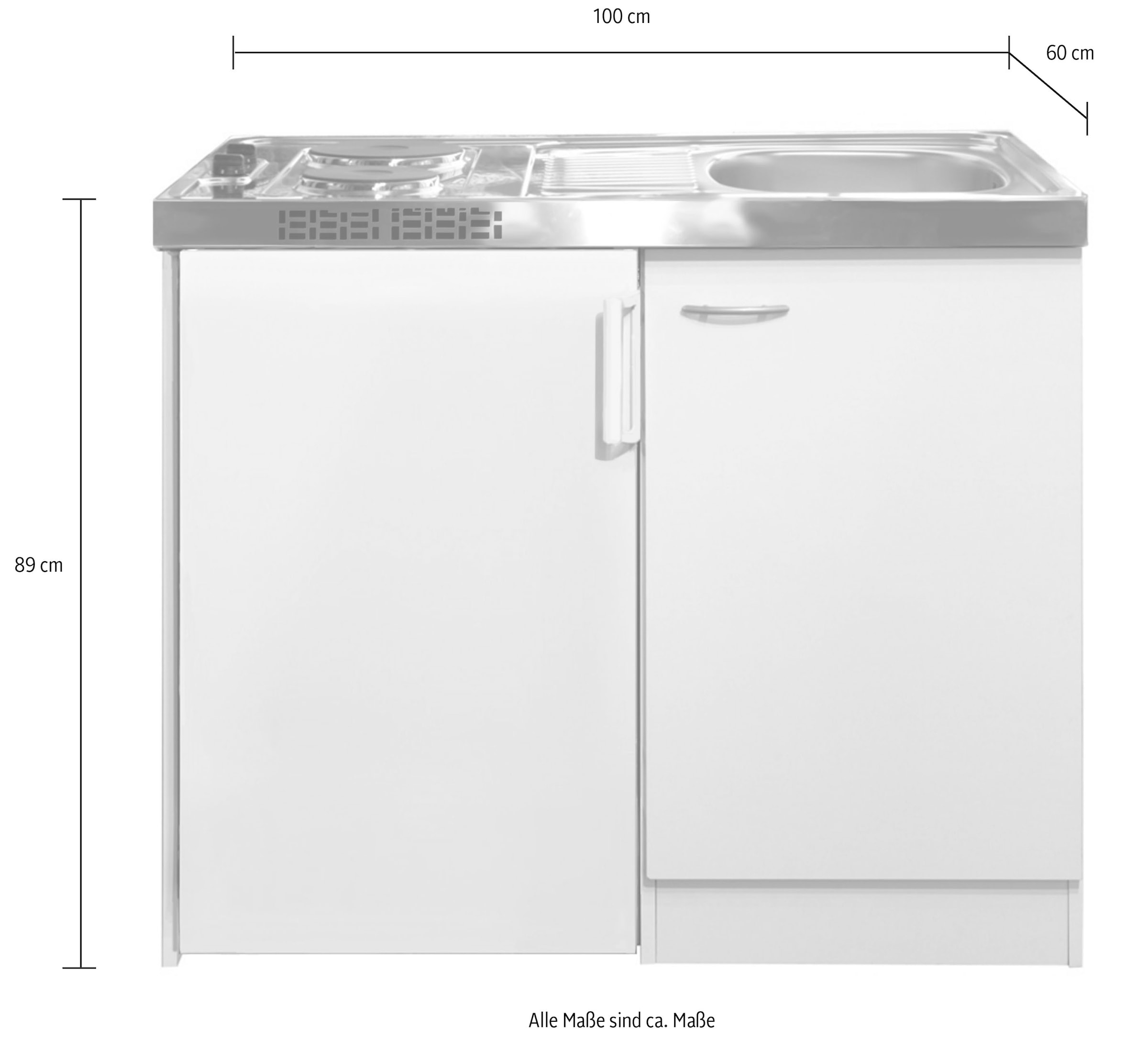 Flex-Well Küchenzeile »Pantry«, Gesamtbreite 100 cm, mit DUO Kochfeld und Kühlschrank