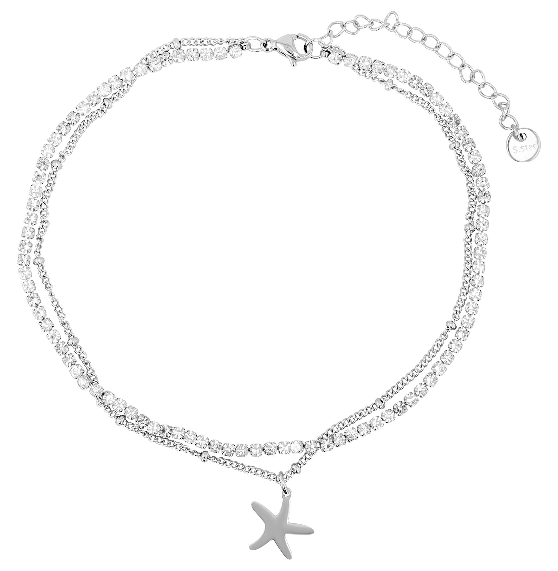 Adelia´s Armband »Damen Armband aus Edelstahl mit Strass Steinchen 24+5 cm«