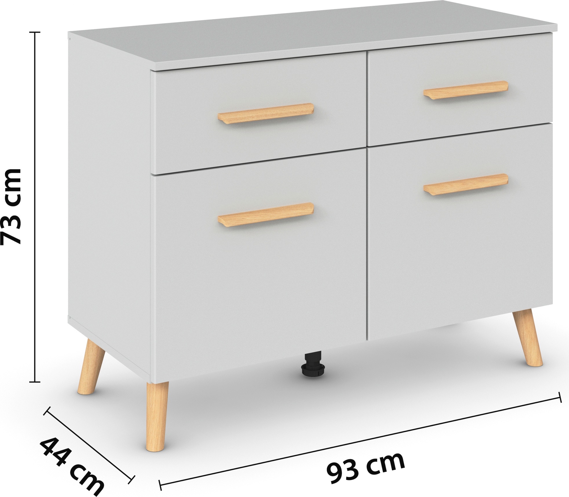 rauch Kombikommode »Skandi by Aditio«, mit Massivholzgriffen, 2 Schubladen mit Softclose-Funktion