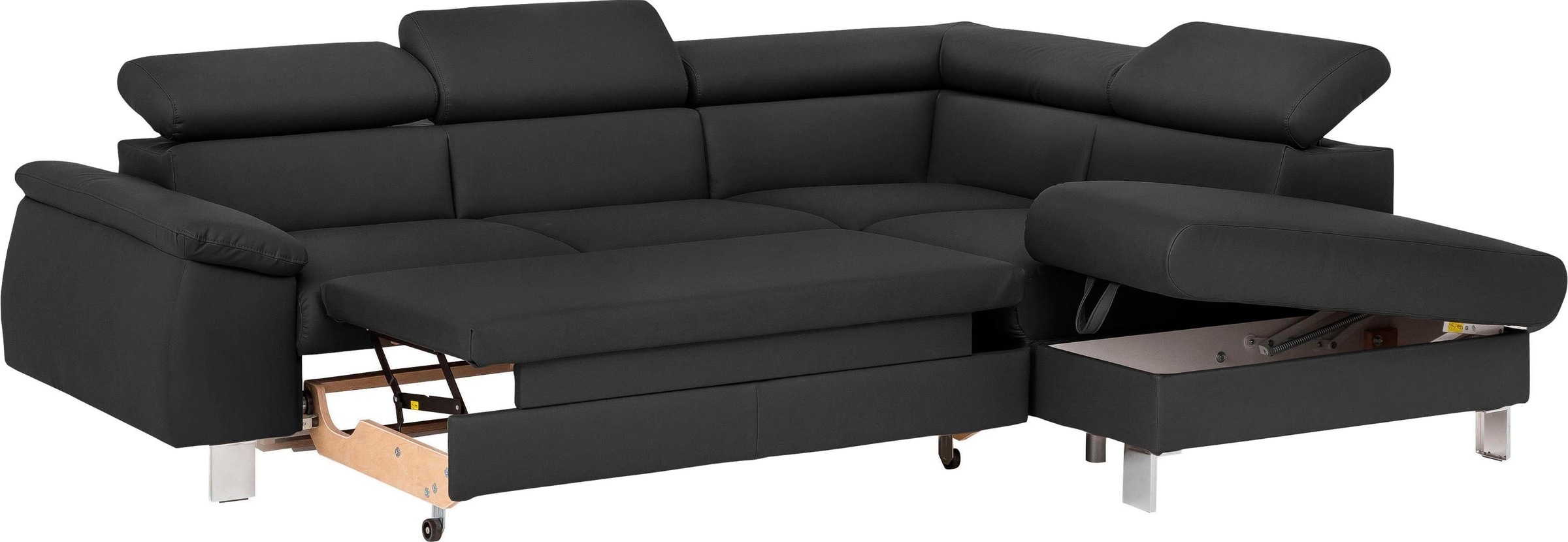COTTA Polstergarnitur »Komaris L-Form«, (Set), Set bestehend aus: Ecksofa mit Kopfteilverstellung & Hocker