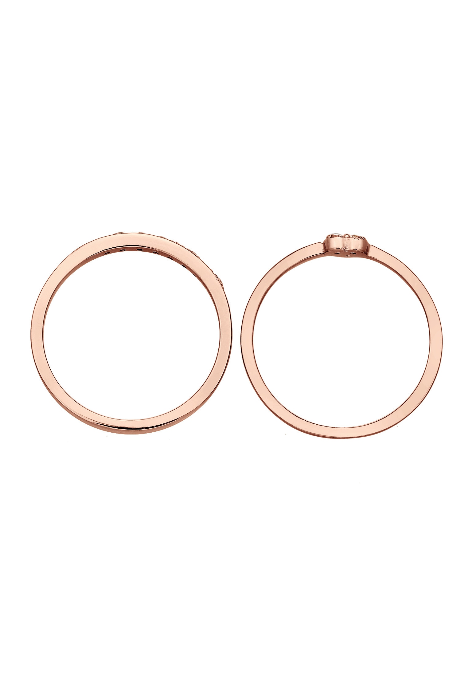 Elli Ring-Set »Ring Herz Memoire Zirkonia 2er Set 925 Silber«