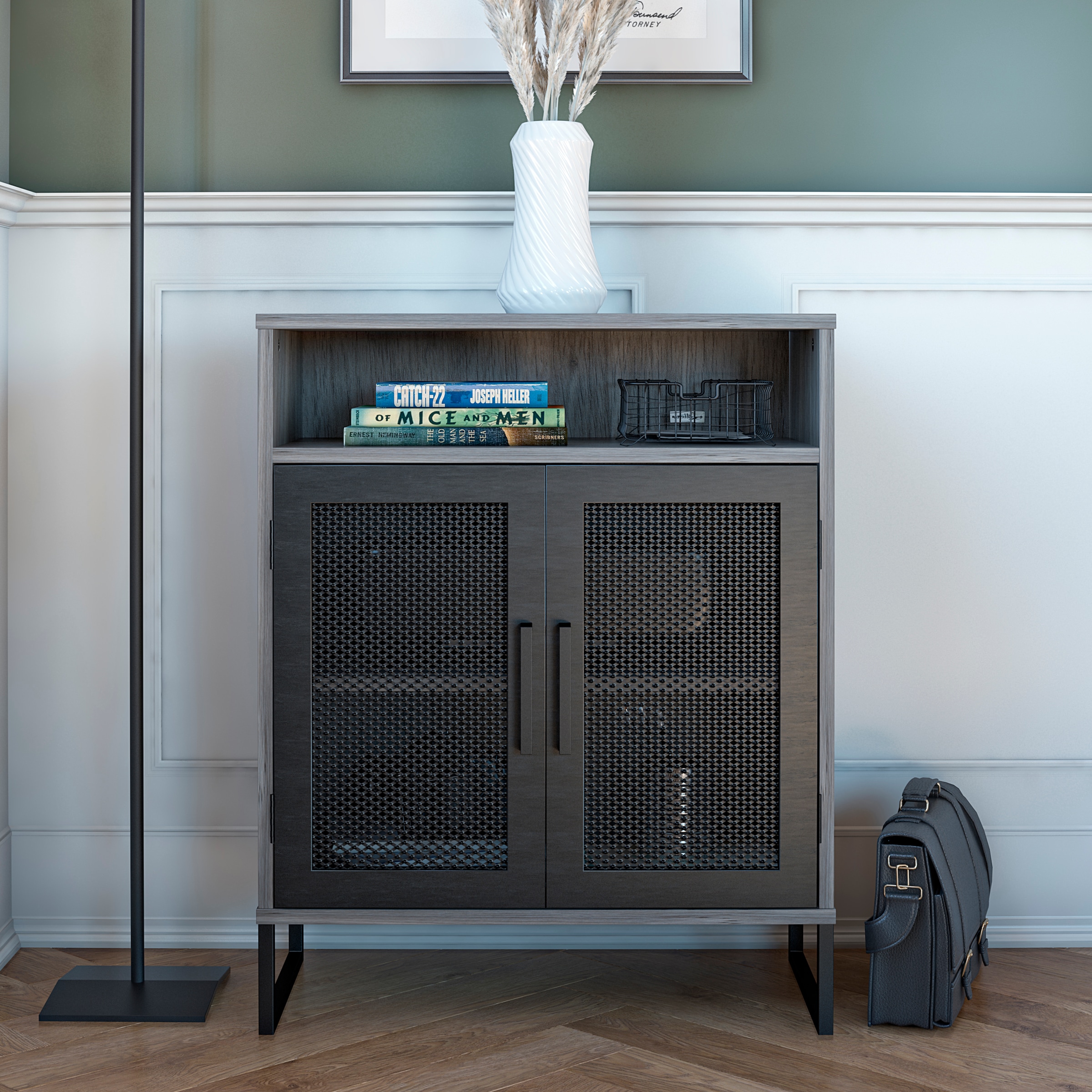 Dorel Home Aktenschrank »Purdue«, Türen mit Magnetverschluß, Mesh aus Metall, Breite 61 cm, Höhe 76,5 cm