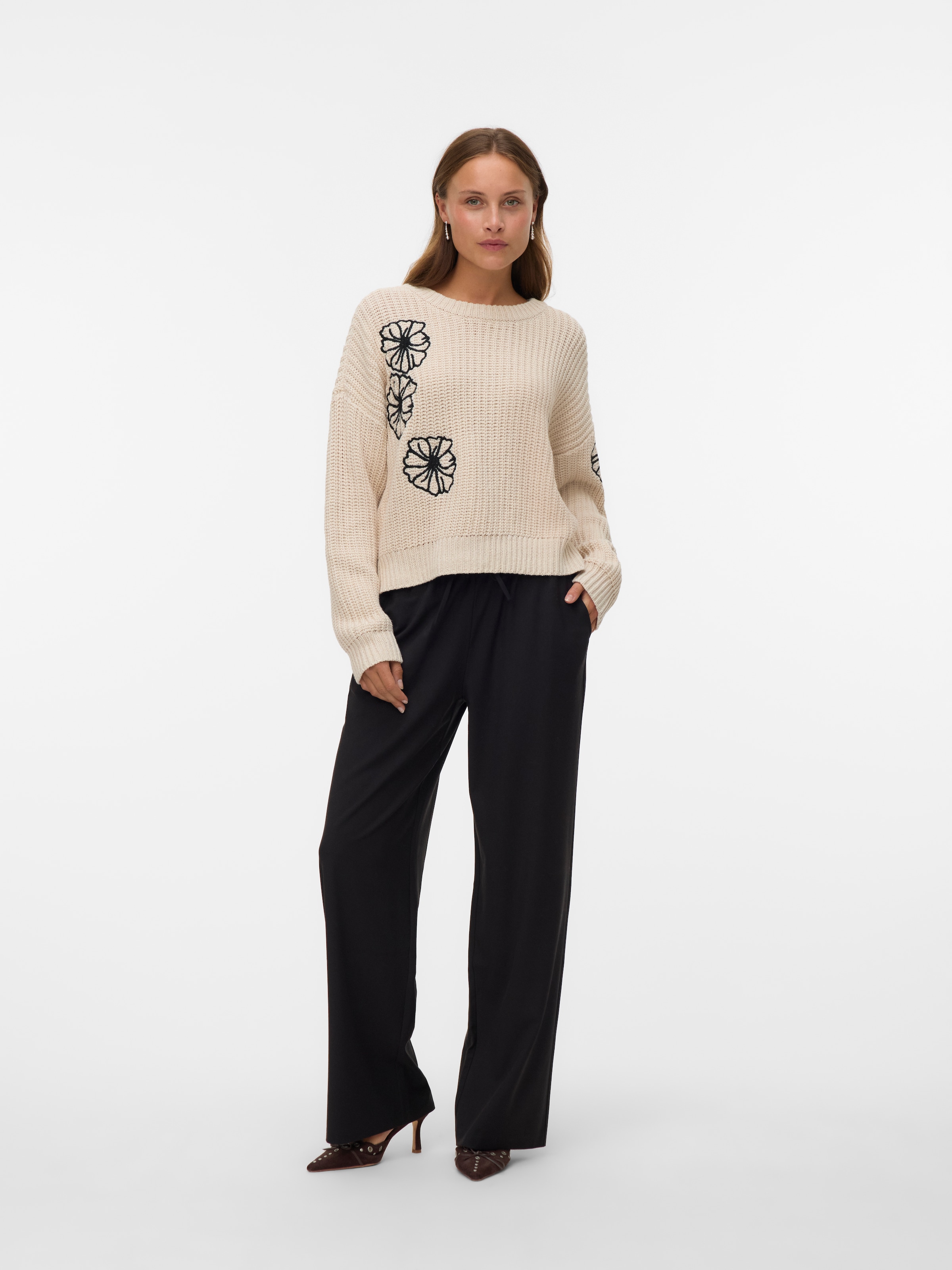 Vero Moda Rundhalspullover »VMLAURA LS O-NECK PULLOVER BOO«