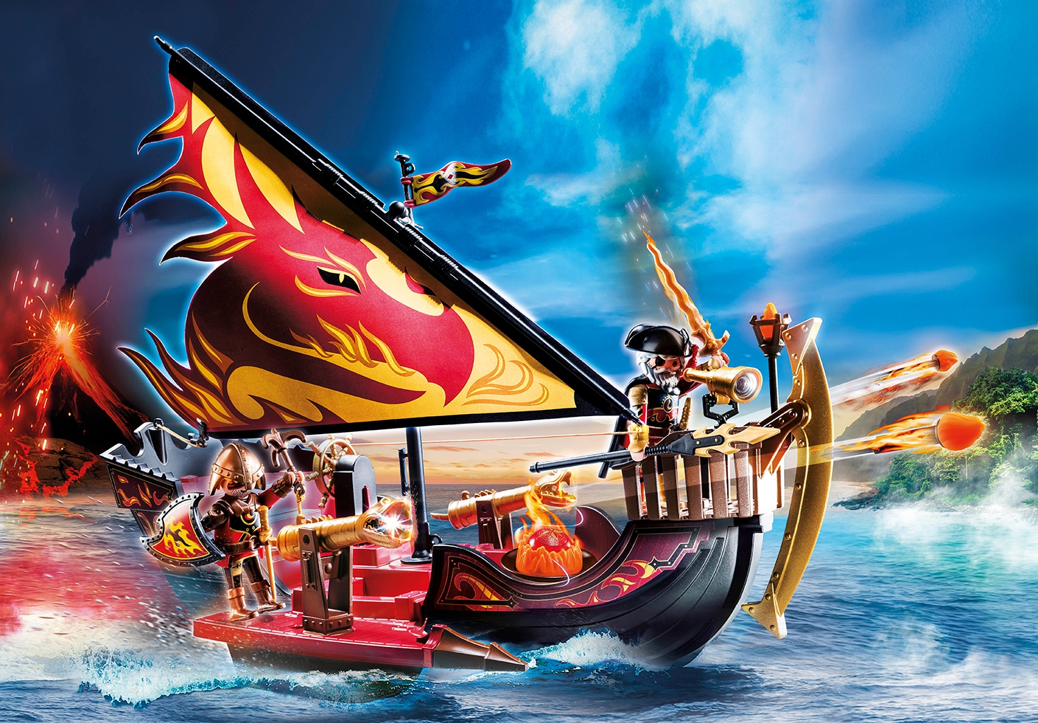Playmobil® Konstruktions-Spielset »Burnham Raiders Feuerschiff (70641), Novelmore«, (55 St.), Made in Germany