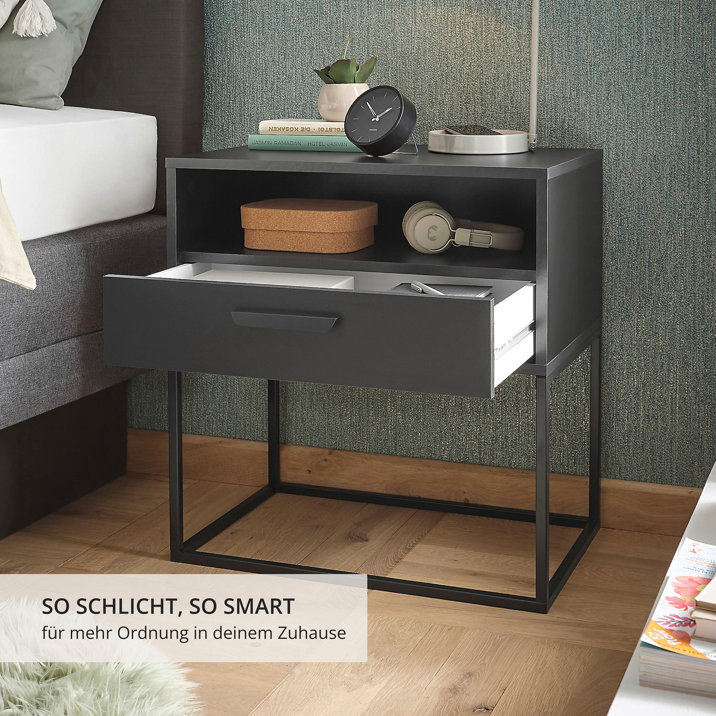 Schlafkontor Nachtkommode »Cudro Nachttisch auf Fußgestell« mit einem offenen Fach für schnellen Zugriff