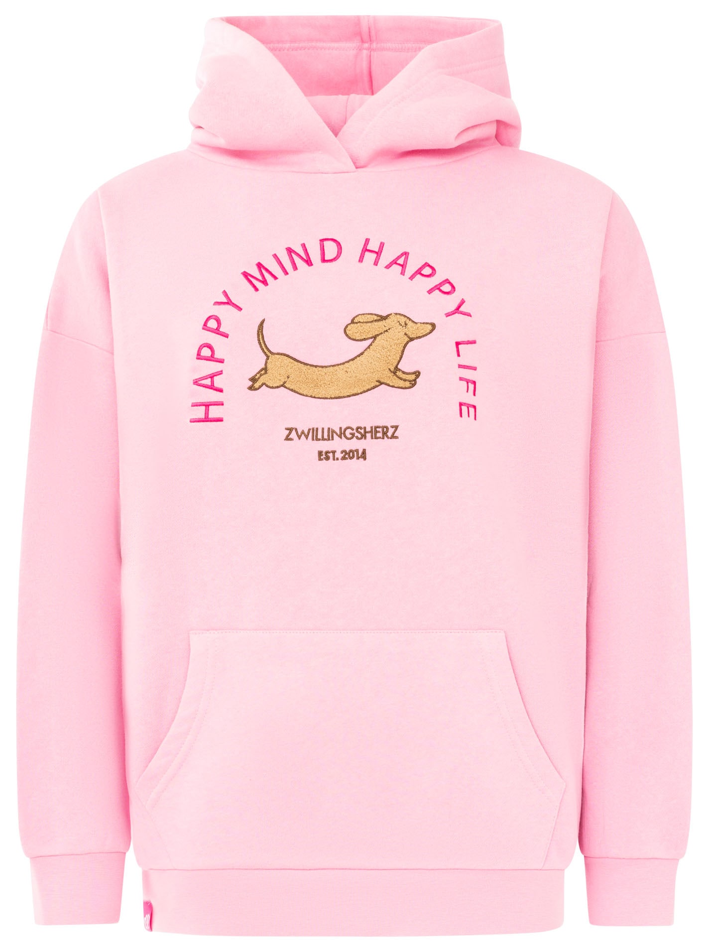 Zwillingsherz Hoodie »"DOG LOVE"«, Dackelmotiv, Oversized Fit, Kängurutasche, Kapuze
