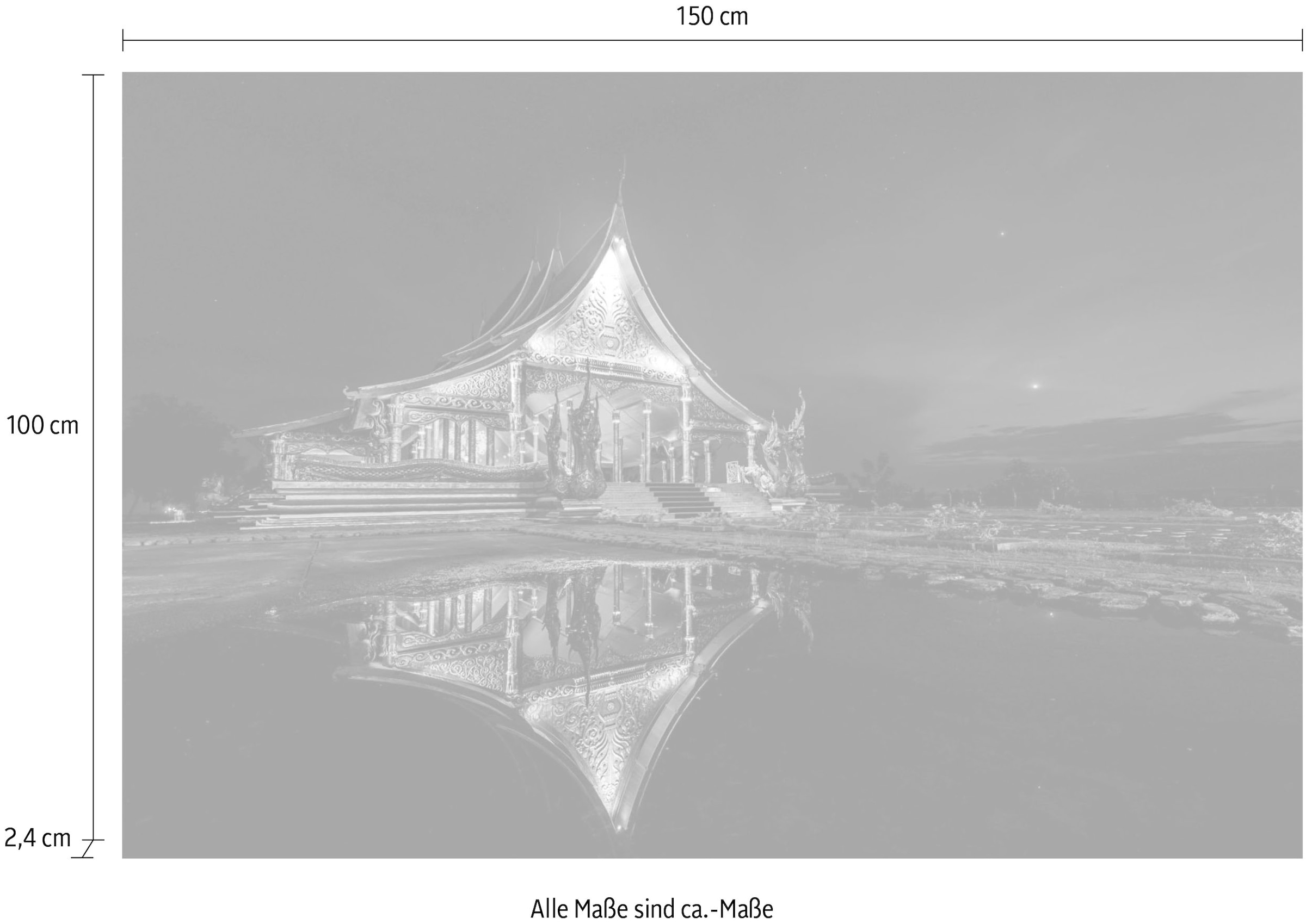 queence Acrylglasbild »Am See«, Asien-Kunst-Gebäude-Buddhismus-Himmel, Fine Art-Print in Galeriequalität