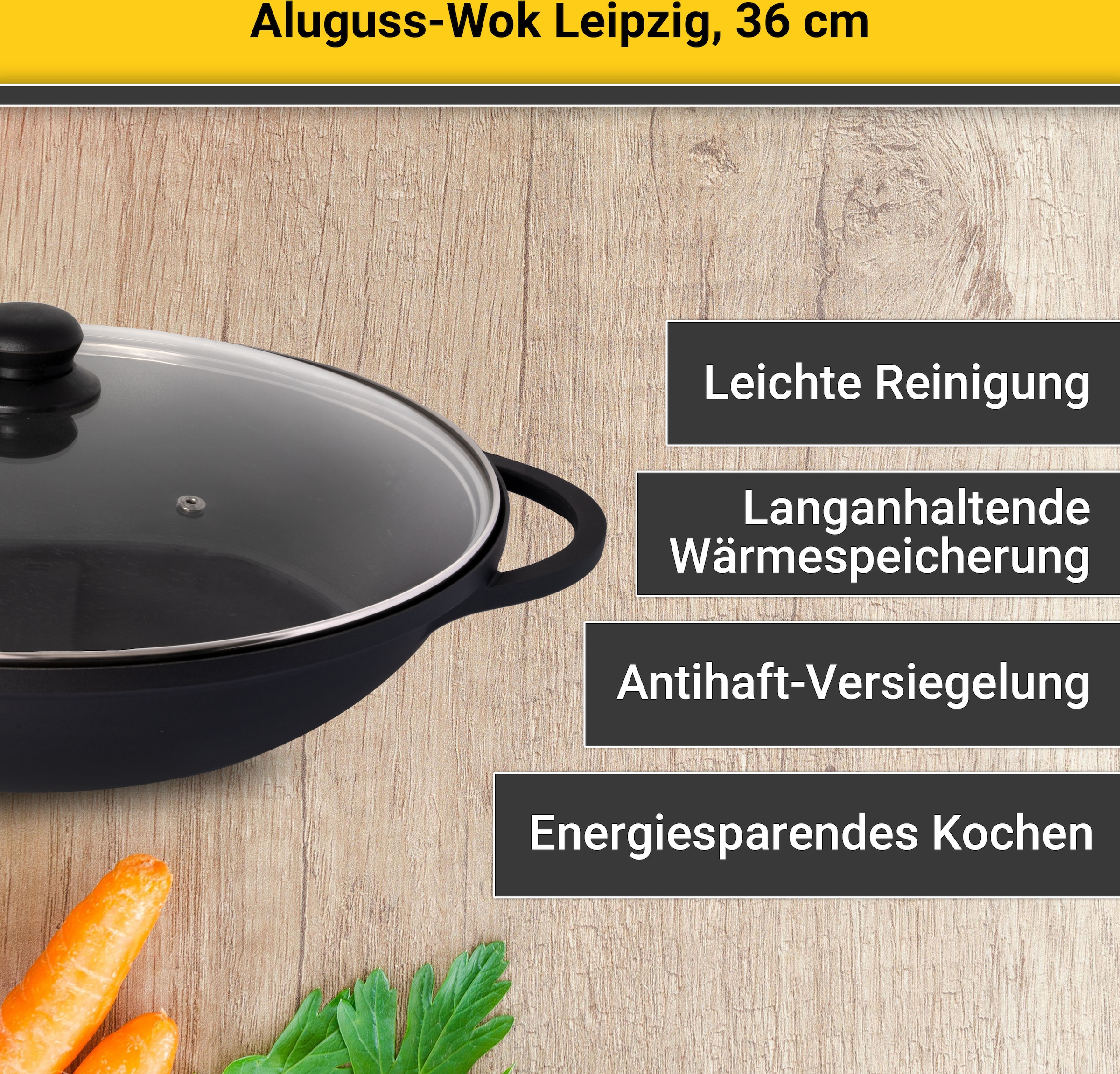 Krüger Wok, Aluminiumguss, (1 Online Ø im kaufen OTTO 36 tlg.), cm Shop