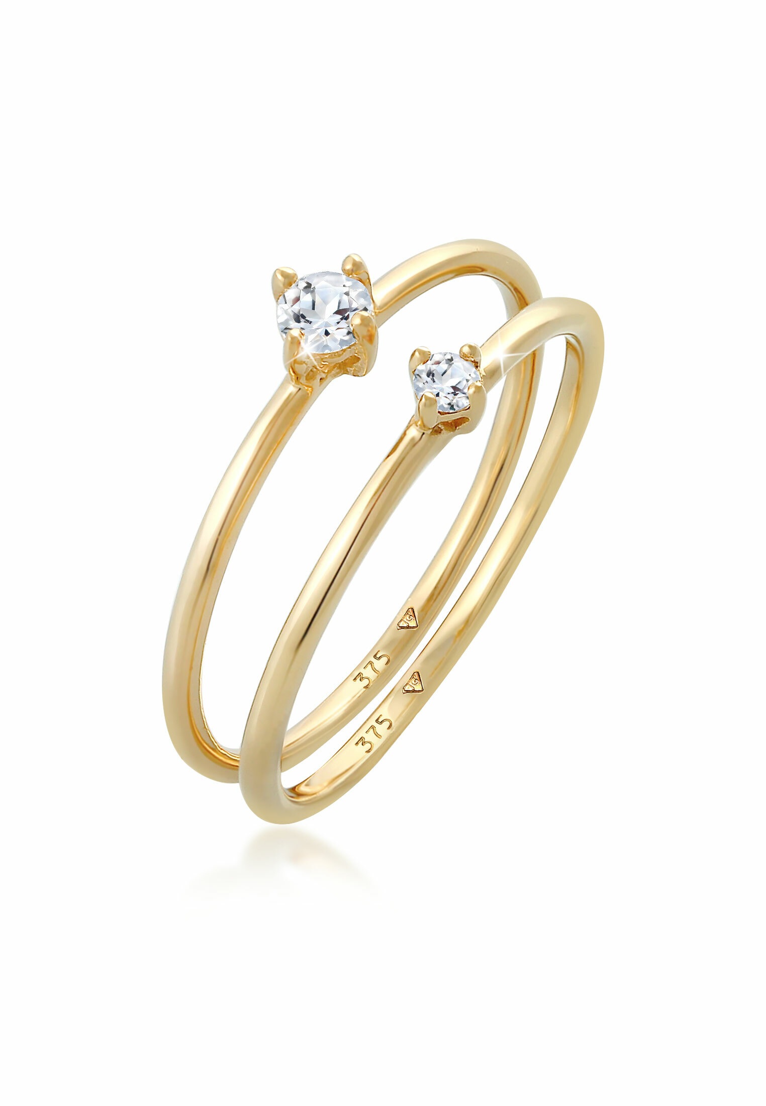 Elli Solitärring »Topas Solitär Stapelring 2er Set 375 Gelbgold«