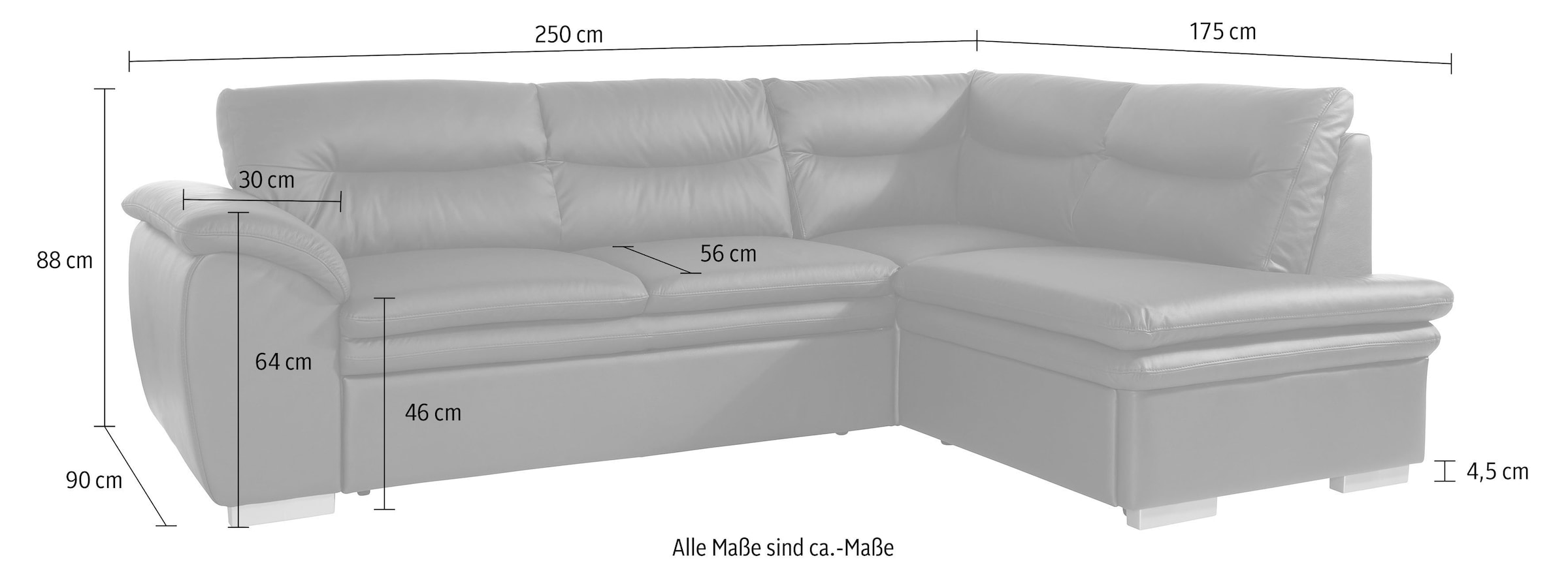 COTTA Ecksofa »Leandra L-Form« wahlweise mit Bettfunktion & Bettkasten