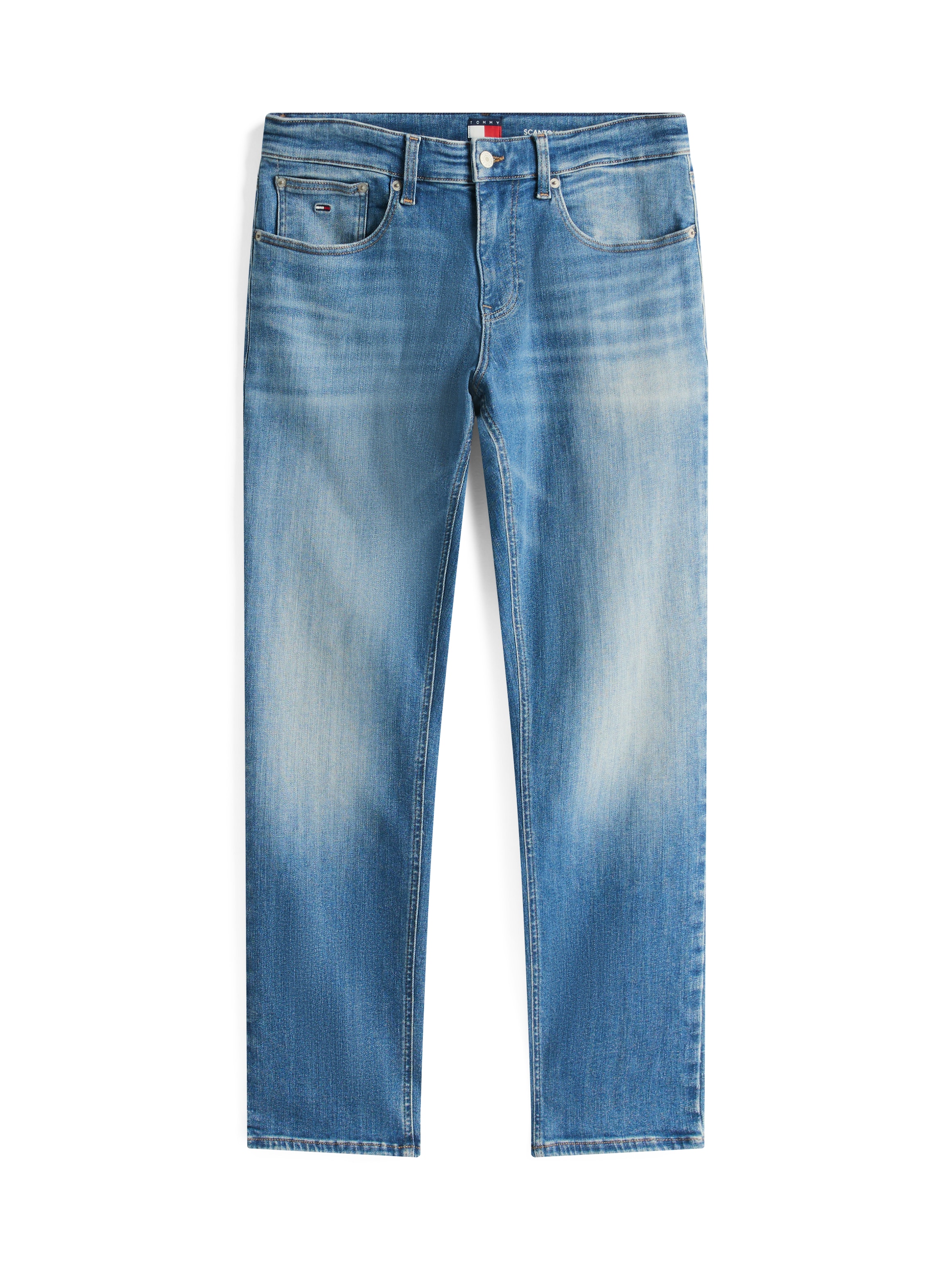 Tommy Jeans Gerade Jeans »SCANTON SLIM BI0234«, Mit Markenlabel aus Leder hinten
