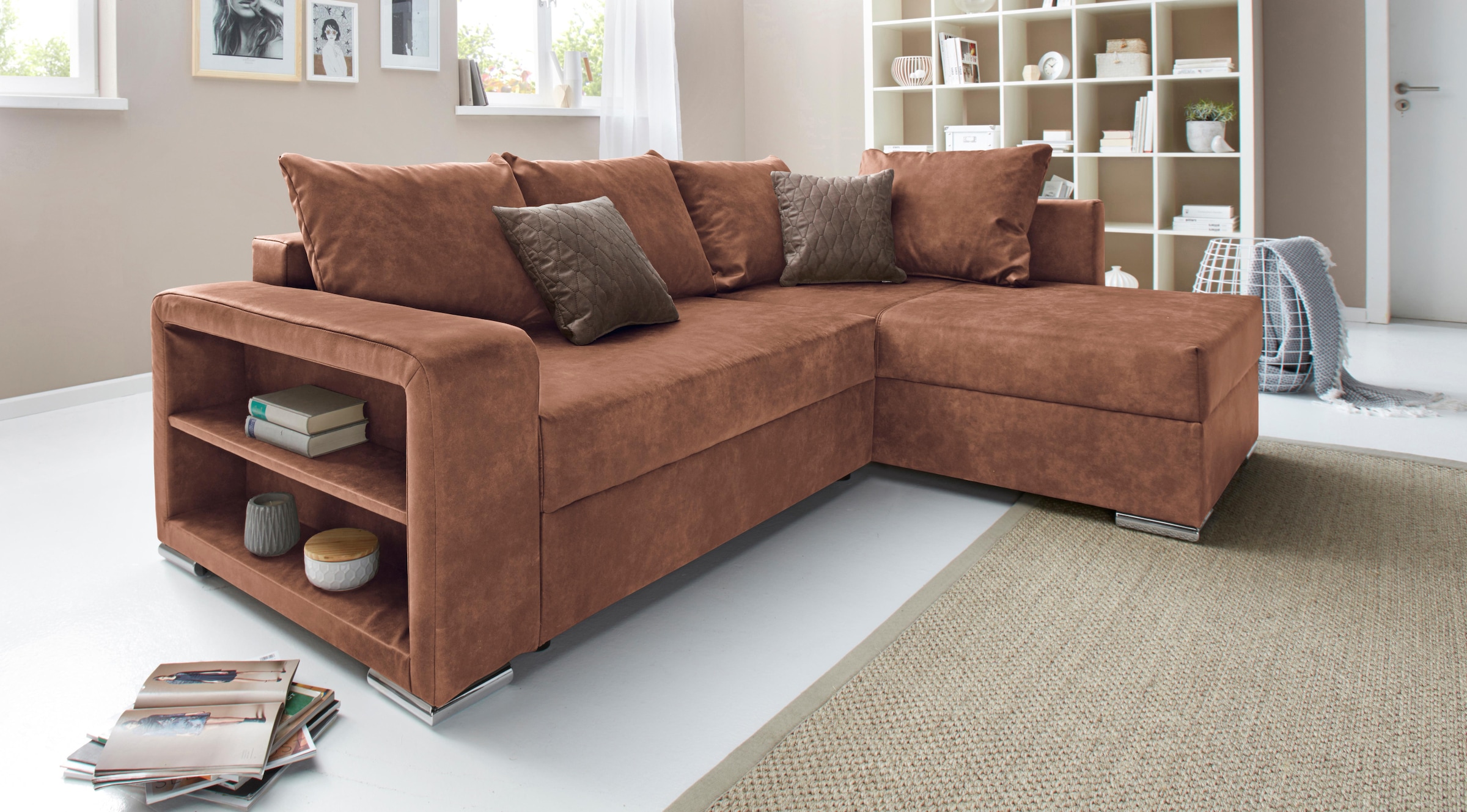 COLLECTION AB Ecksofa »John L-Form«, inklusive Bettfunktion und Bettkasten