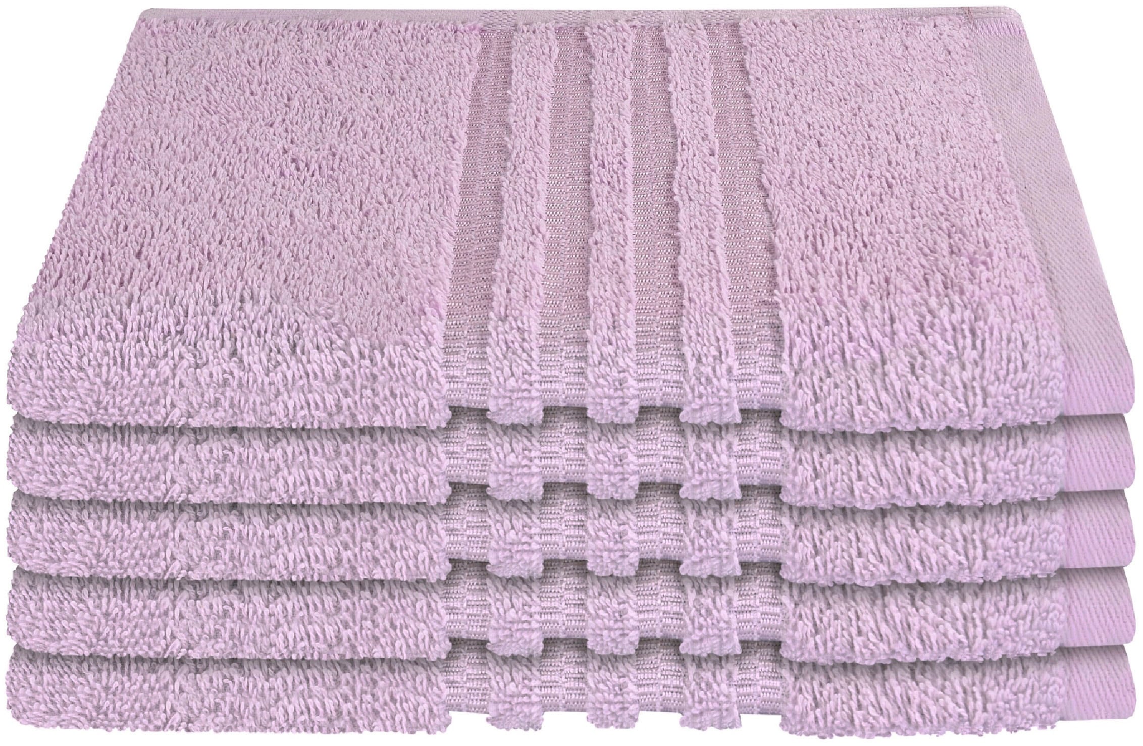Schiesser Gästehandtücher »Milano aus 100% Baumwolle mit eleganter Bordüre in Hoch-Tief-Optik«, (Set, 5 St., 5er Set Gästehandtücher 30 x 50 cm), Made in Green