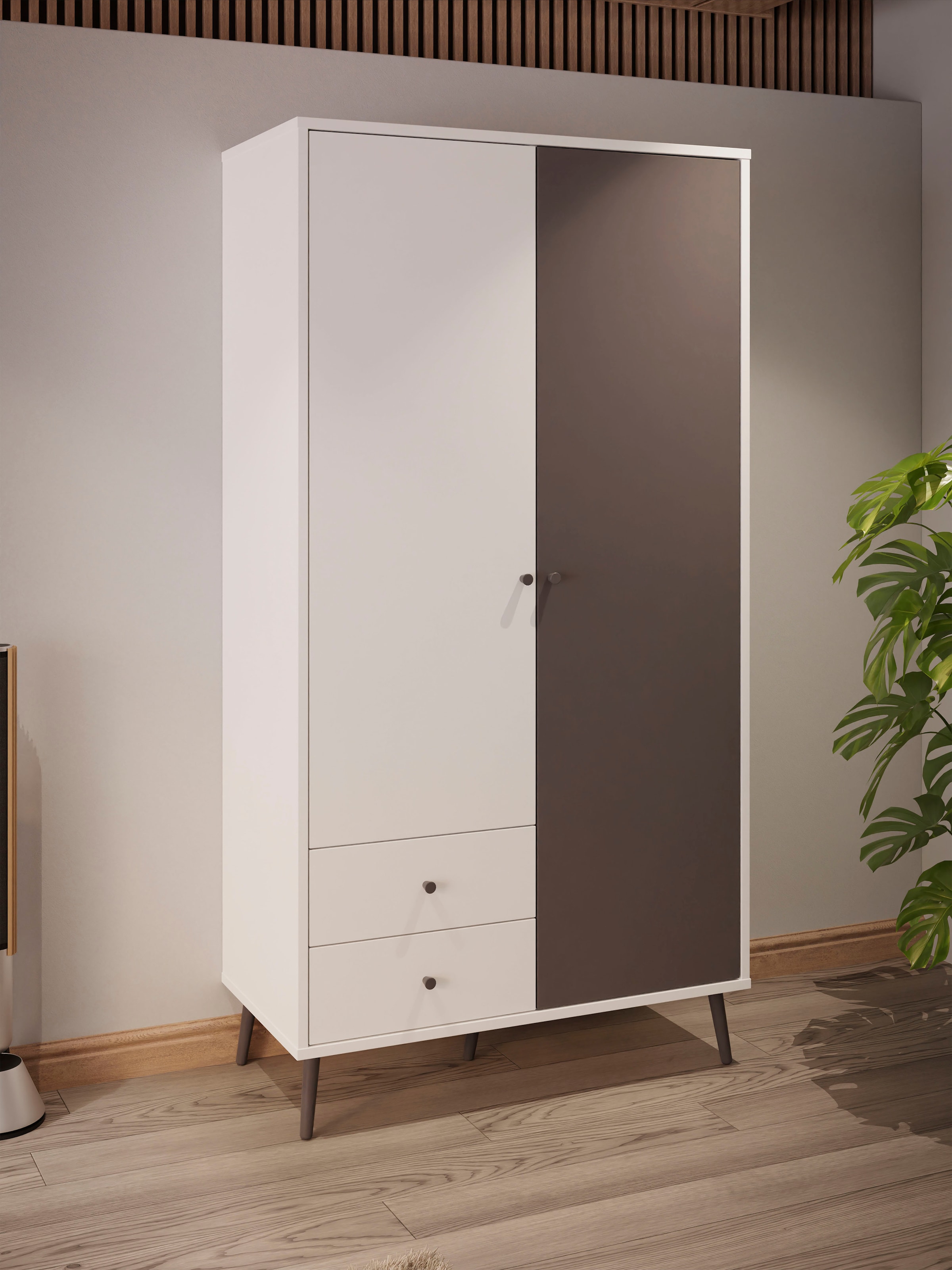 FORTE Drehtürenschrank »Harllson, EasyKlix by Forte, Aufbau ohne Werkzeug + Schrauben! Stabil!« B/H/T ca. 105/200/52 cm oder 155/200/52 cm,  Aufbau schnell und genial!