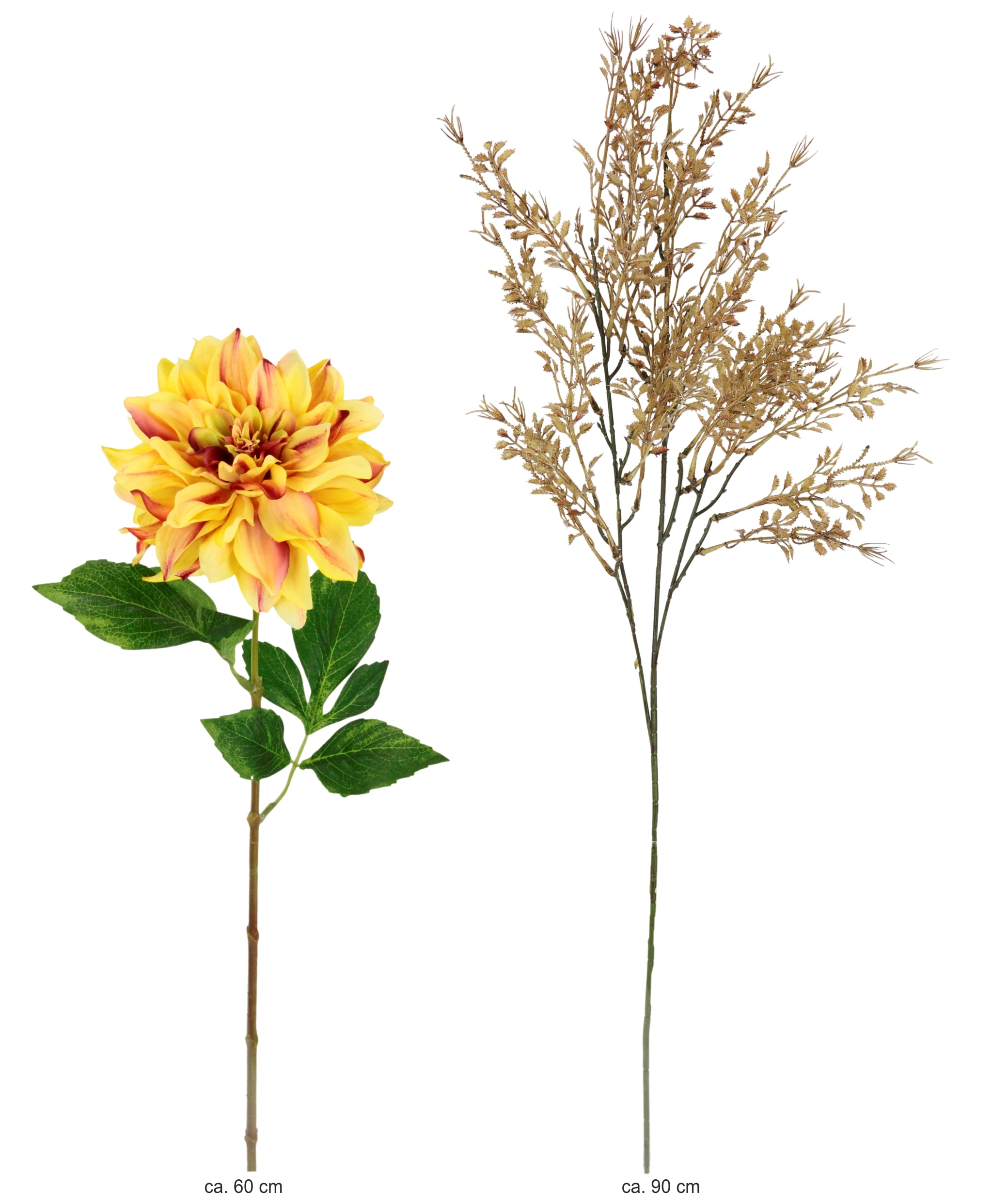 I.GE.A. Kunstblumenstrauß »Kunstblumen Set Dahlie« Mit Dekozweig 62 cm hoch Blumen Arrangement Seidenblumen Einzelblumen