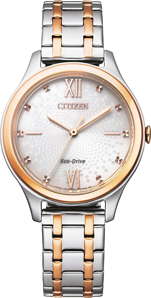 Citizen Solaruhr »EM0506-77A«, Armbanduhr, Damenuhr, analog, Edelstahlarmband