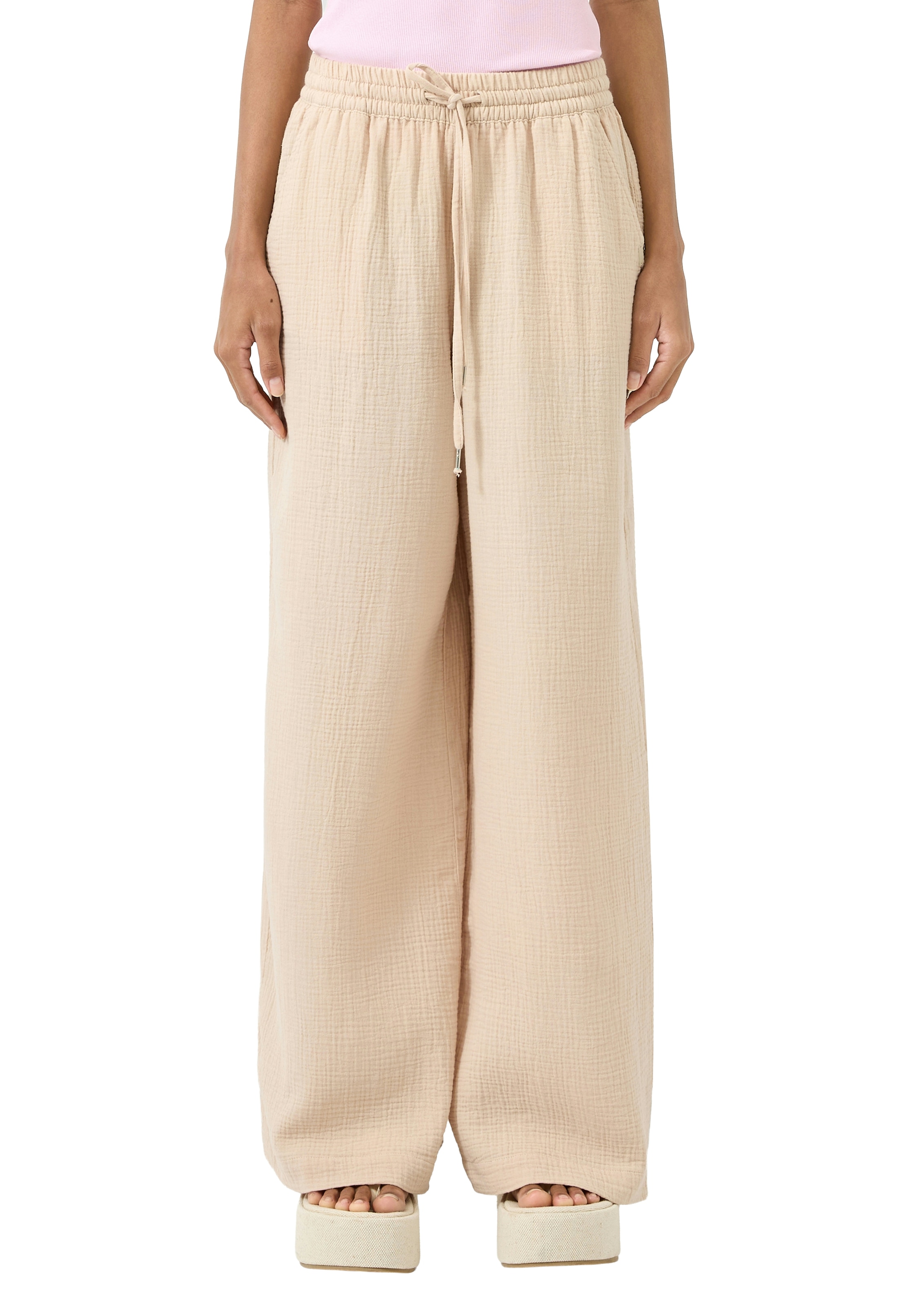 QS Stoffhose  mit Gummizug und weitem Bein