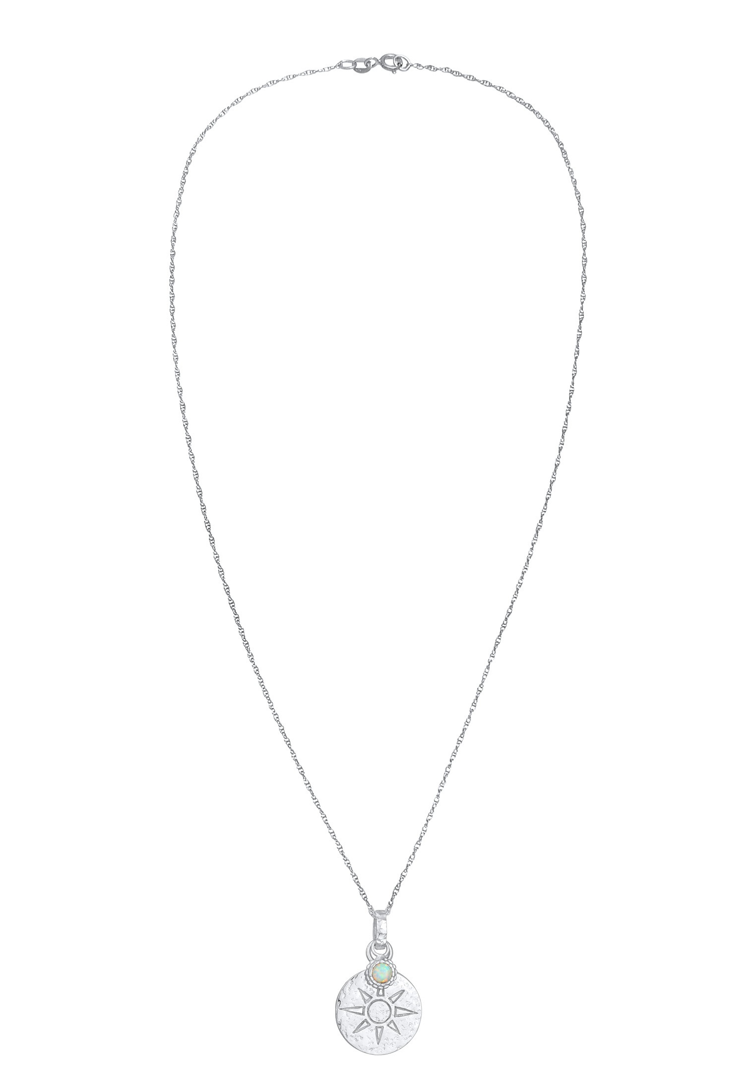 Elli Silberkette »Halskette Plättchen Sonne Antik Opal 925 Silber«