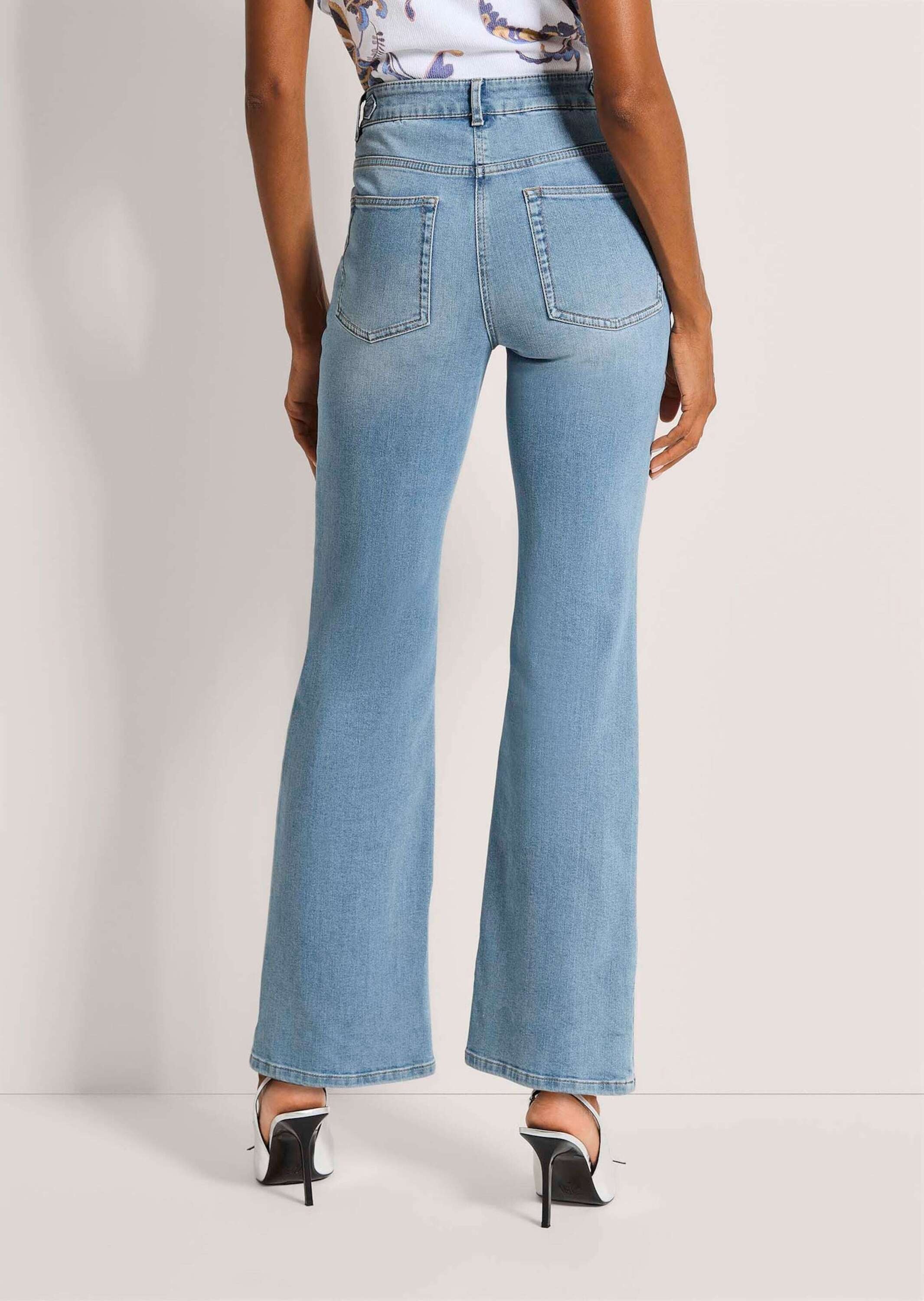 MADELEINE Regular-fit-Jeans »Jeans Straight-Leg-Jeans mit Formbund« Jeans mit weitem Bein und icegoldfarbenen Accessoires