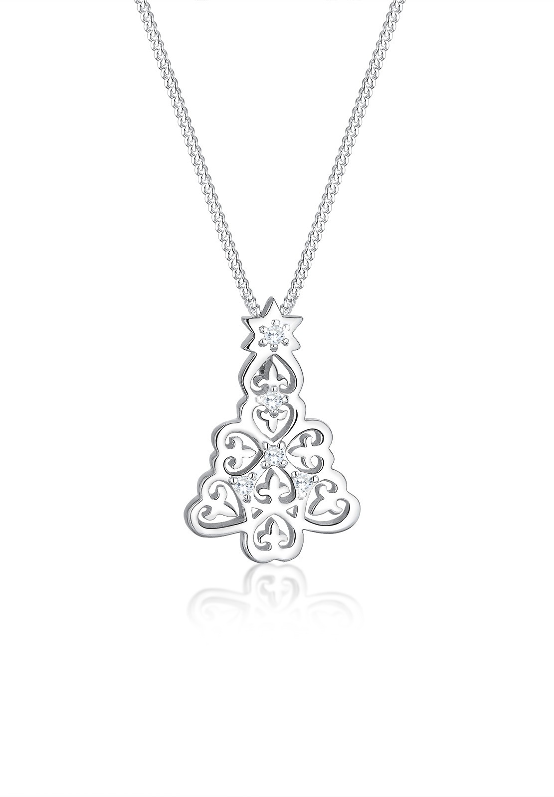 Elli Collierkettchen »Tannenbaum Zirkonia Weihnachten 925 Silber«