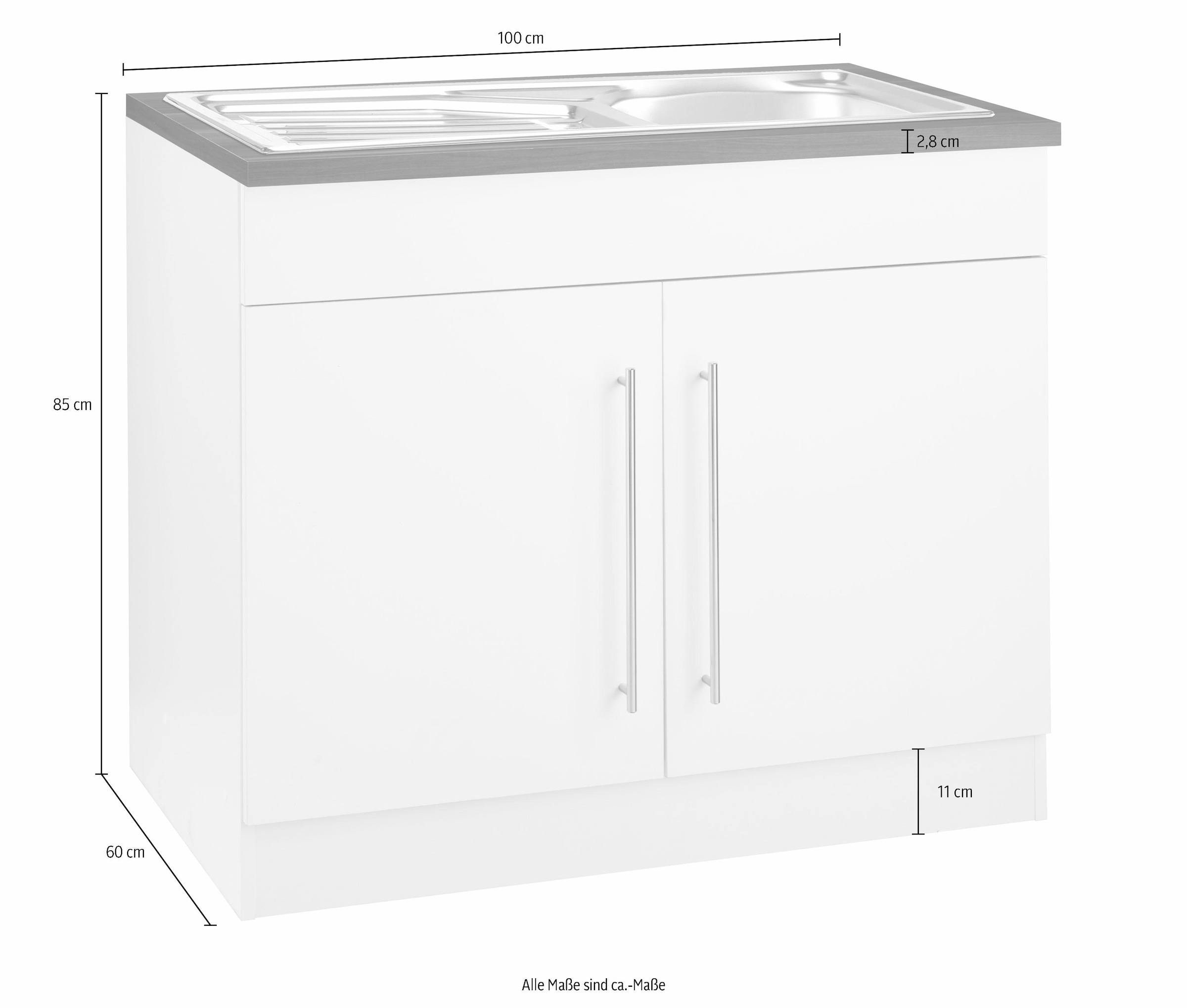 KOCHSTATION Spülenschrank »KS-Samos« 100 cm breit, inkl. Einbauspüle