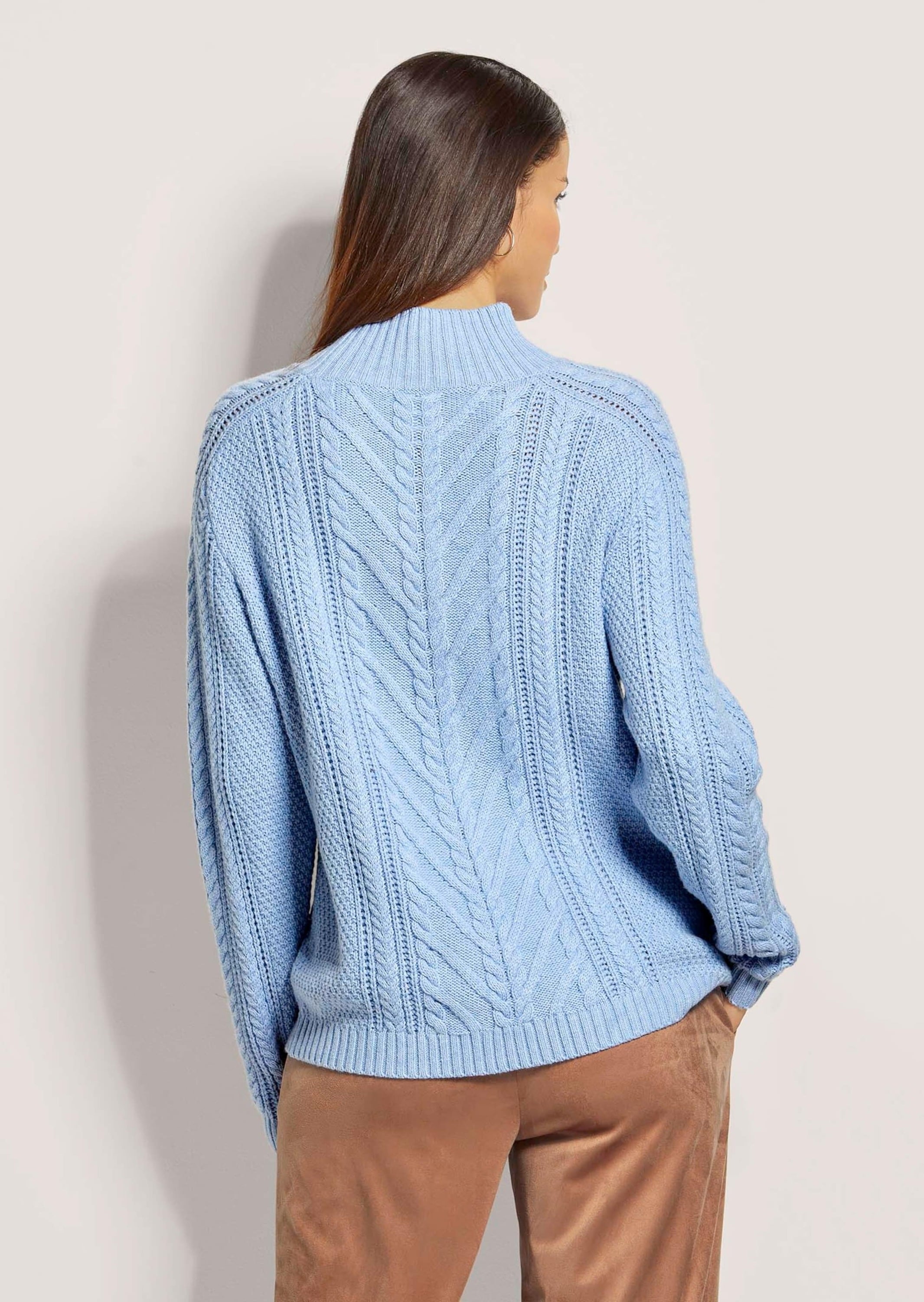 MADELEINE Longpullover »Strickpullover Stehkragen-Pullover mit Zopfmuster«