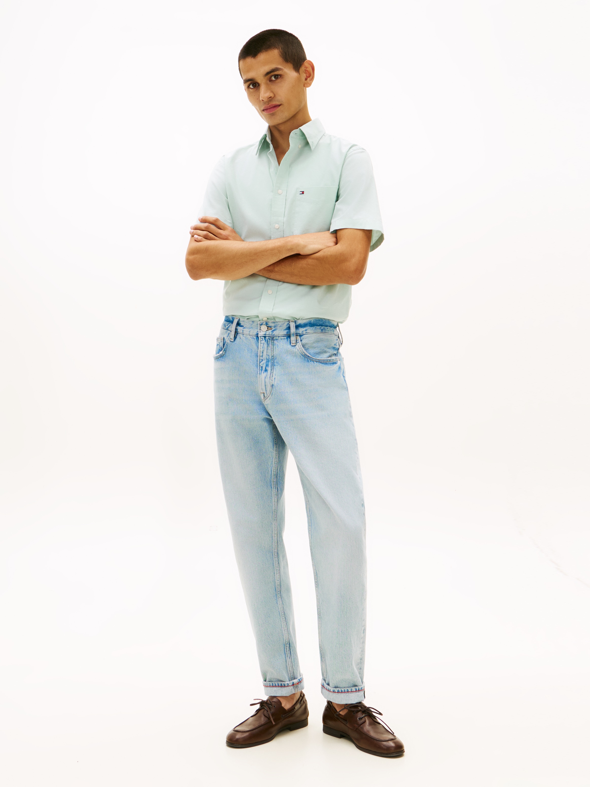 Tommy Hilfiger Kurzarmhemd »LIGHT OXFORD SOLID« regular fit, Button-down-Kragen