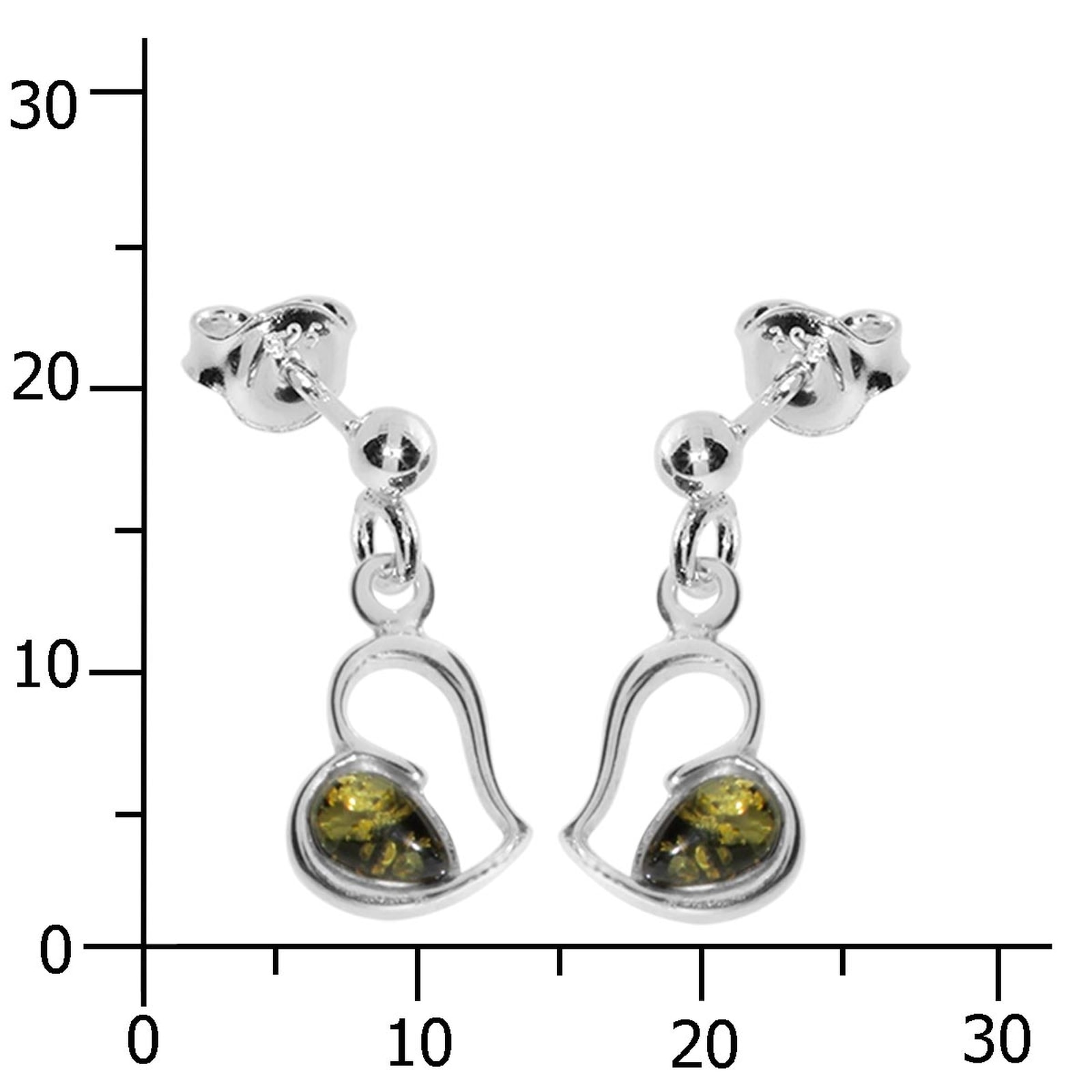 OSTSEE-SCHMUCK Paar Ohrhänger »- Herz - Silber 925/000 - Bernstein«