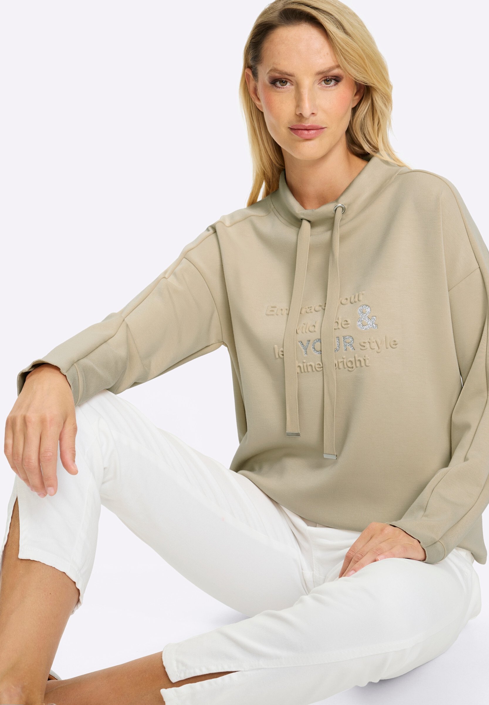 heine Sweatshirt »Sweatshirt Stehkragenshirt mit Tunnelzug«
