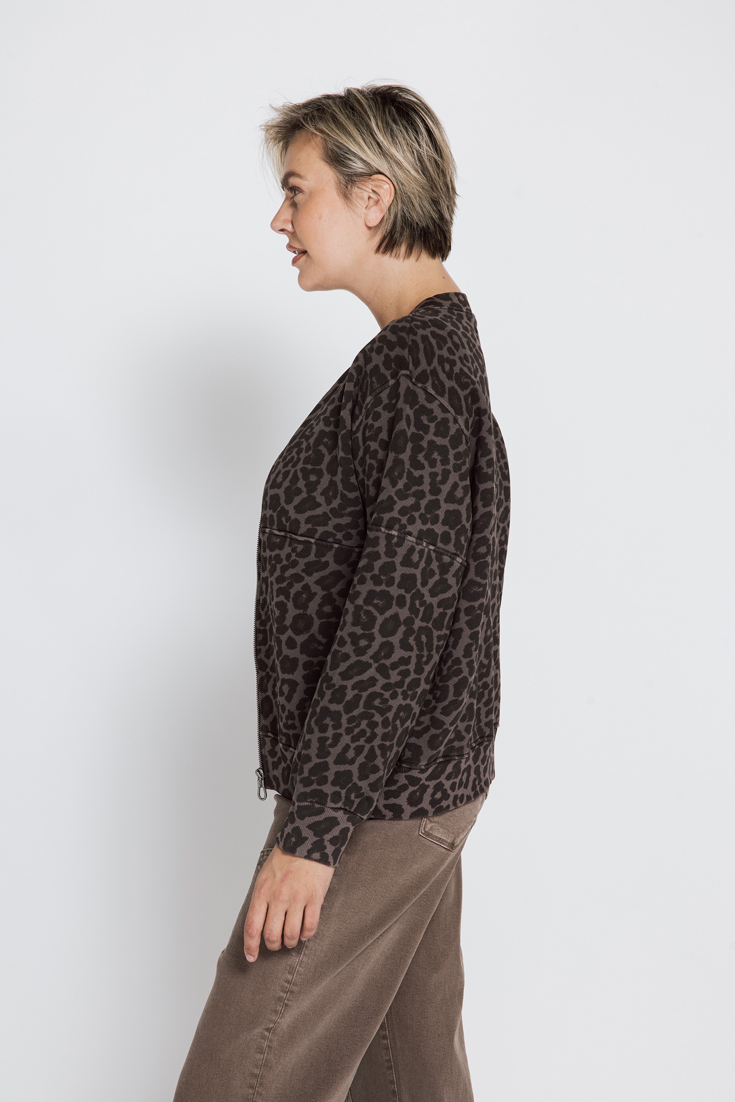 Zhrill Blouson »LILLA« ohne Kapuze im Leo-Look / Baumwolle / Bequeme Passform