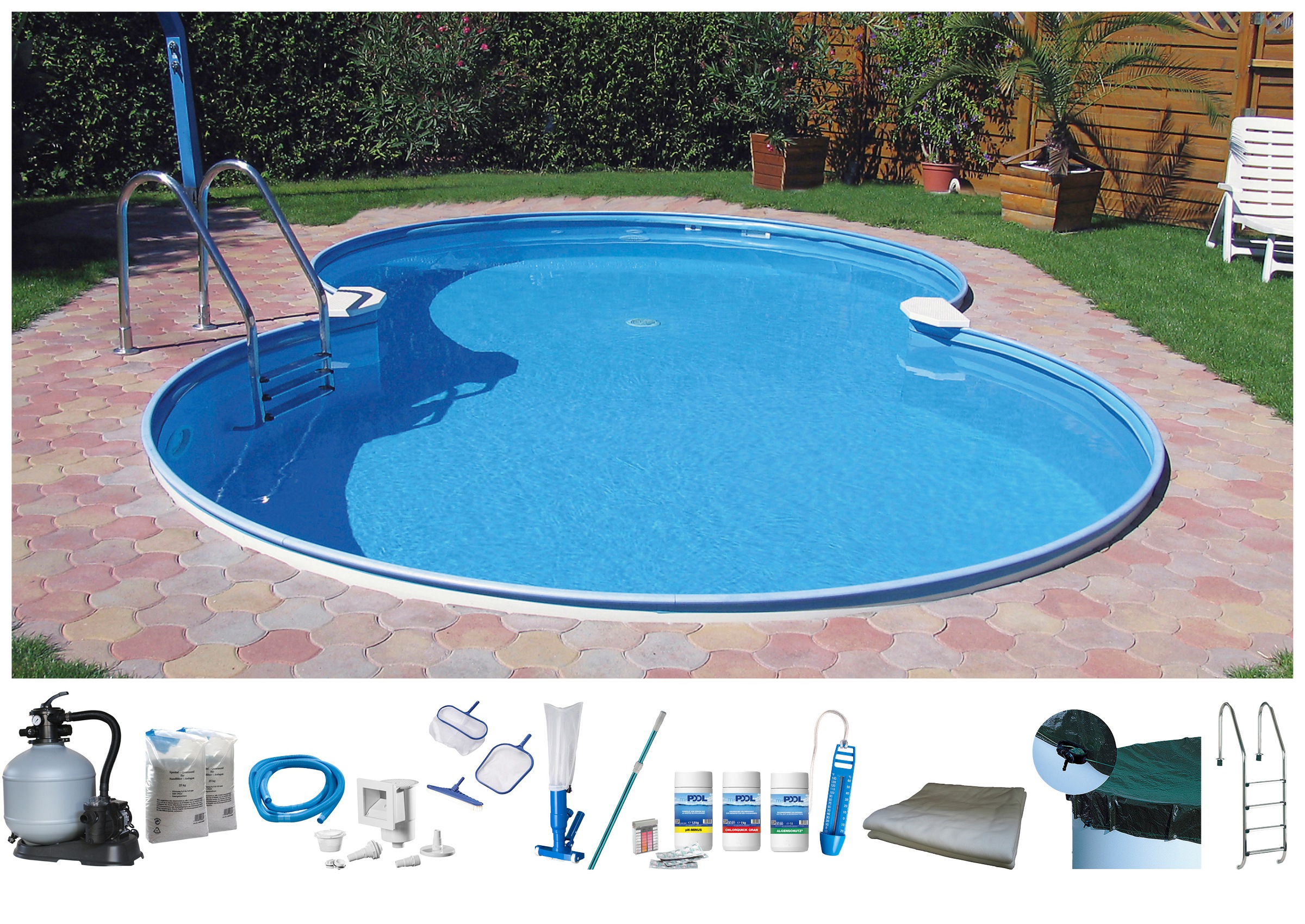 BWT MY POOL Achtformpool, (Set), 10-tlg., BxLxH: 460x725x150 cm