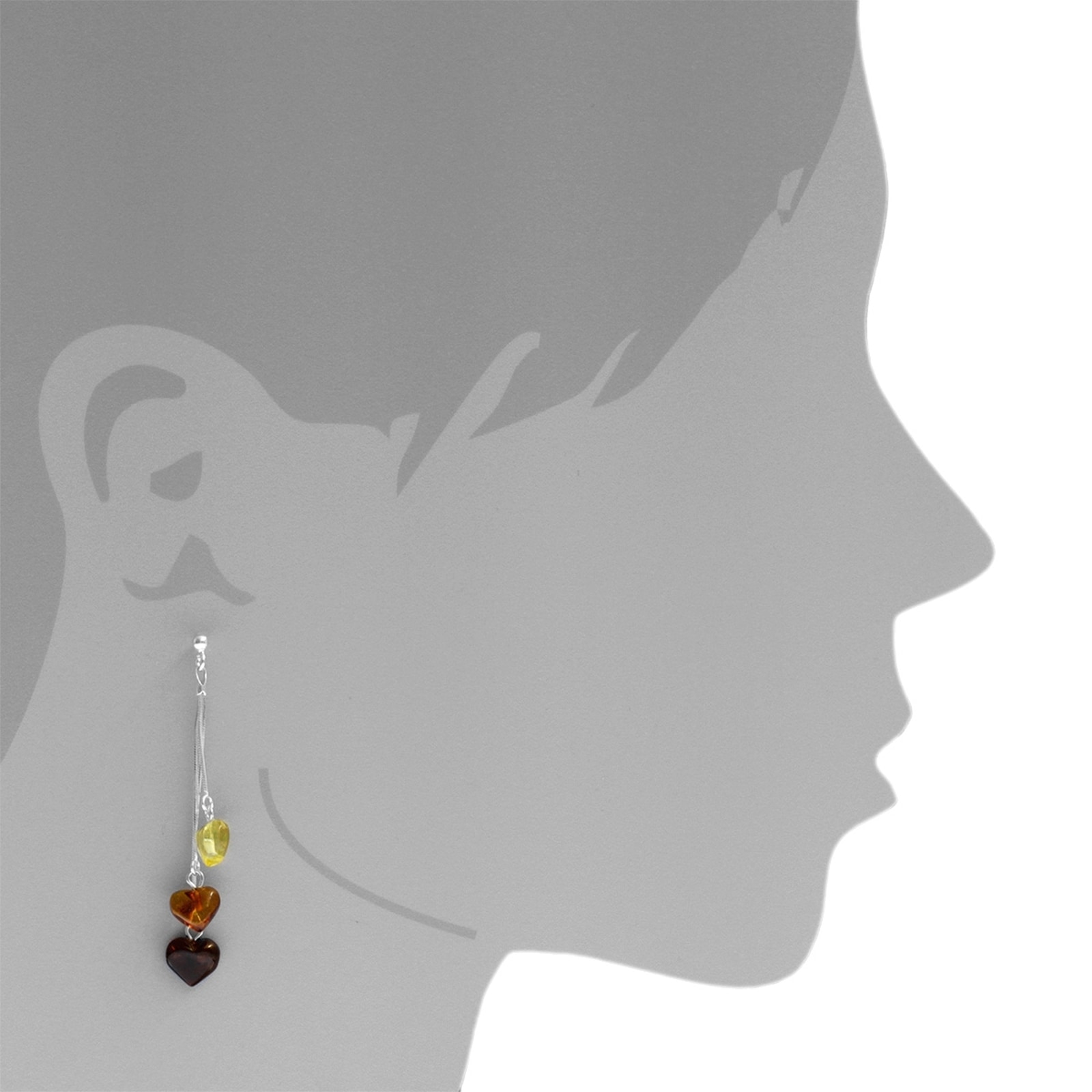 OSTSEE-SCHMUCK Paar Ohrhänger »- Herz - Silber 925/000 - Bernstein«