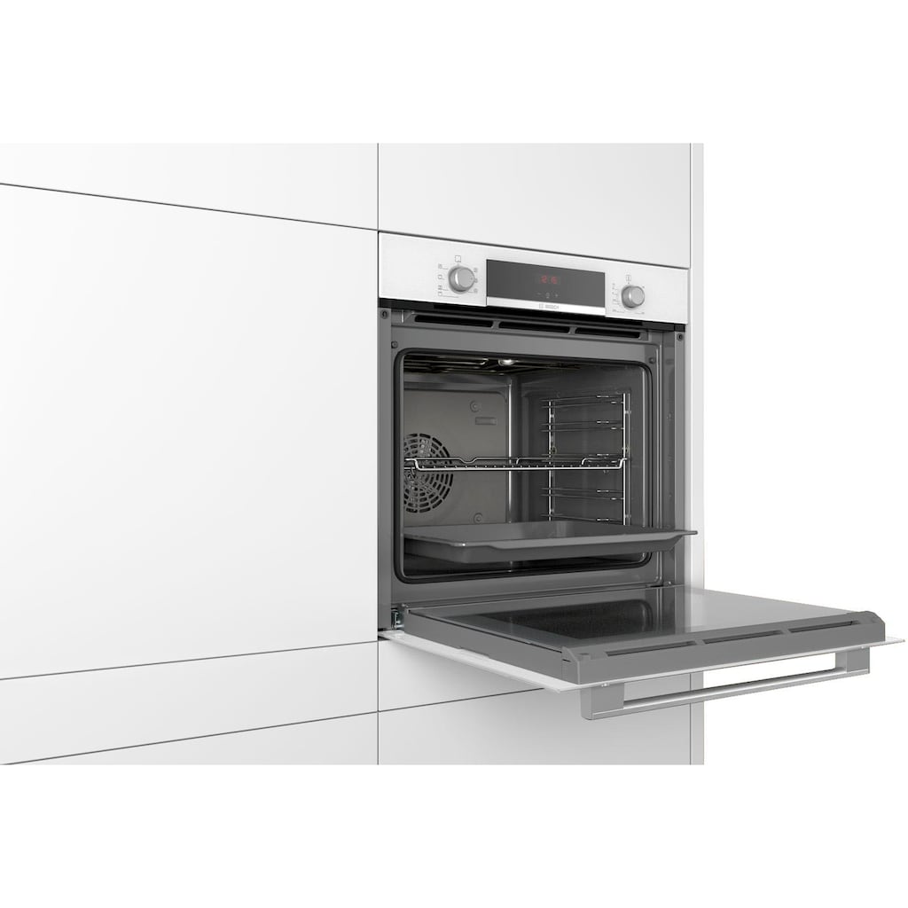 BOSCH Einbaubackofen »HBA533BW1«, 4, HBA533BW1, mit Teleskopauszug nachrüstbar, ecoClean Direct